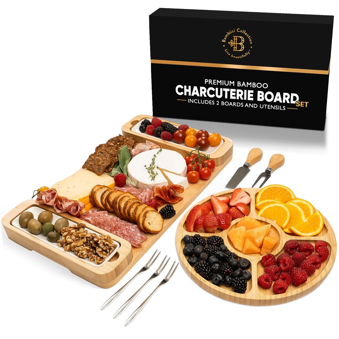 Charcuterie Board Gift Set - Bamboo Cheese Board and Knife Set - Housewarming Gifts for New Home, Wedding Gifts for Couples 2025, Bridal Shower Gifts, Birthday Gifts for Women