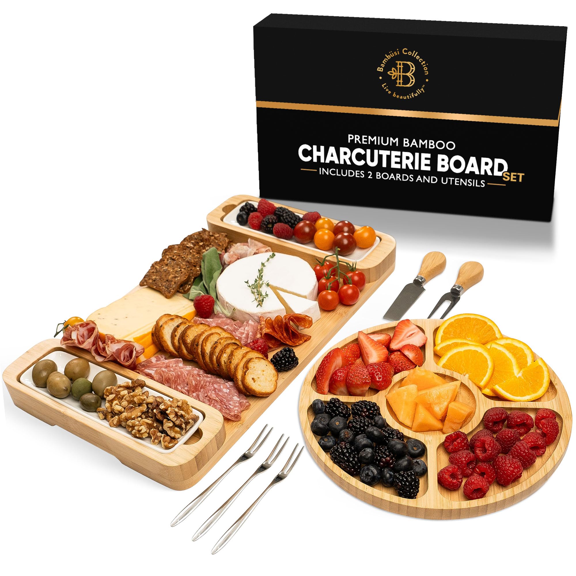 Charcuterie Board Gift Set - Bamboo Cheese Board and Knife Set - Housewarming Gifts for New Home, Wedding Gifts for Couples 2025, Bridal Shower Gifts, Birthday Gifts for Women