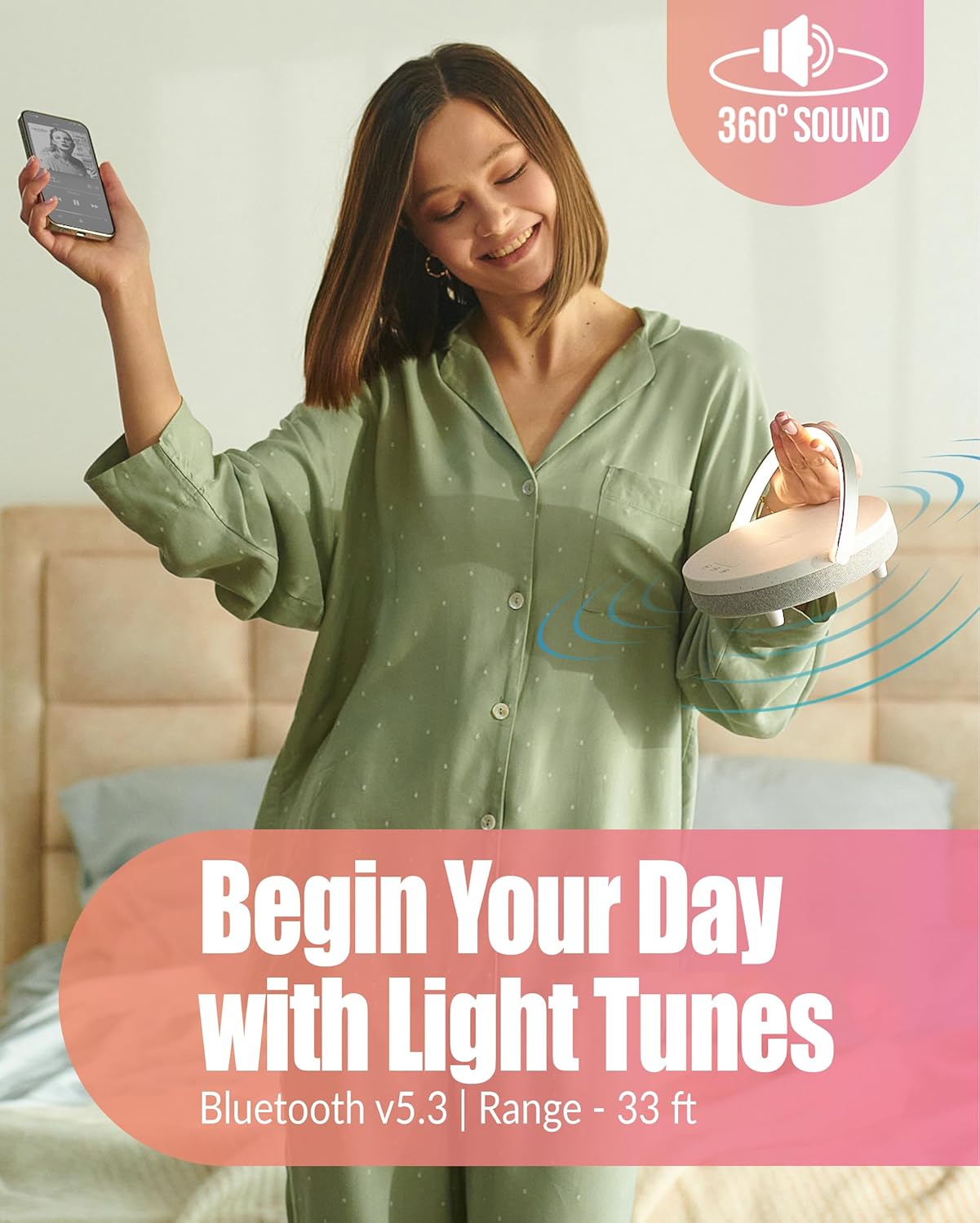 Bedside Lamp with Wireless Charger, Birthday Gifts for Women, 6 in 1 Touch Bedside Lamp, Portable Bluetooth Speaker, Gift for Her, Mom, Dad, Mens Gifts for Birthday Unique