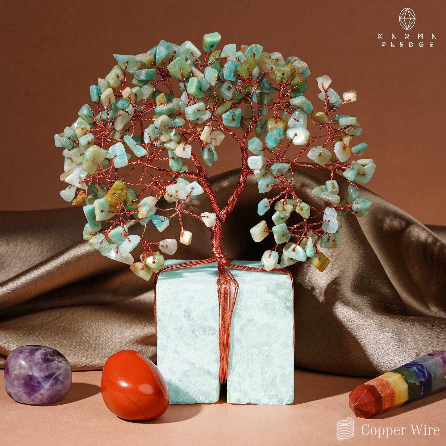 Crystal Tree of Life 7 Chakra Healing Crystals Trees for Home Decor, Office Desk Decor, Boho Decor, Handmade Bonsai Trees for Positive Energy, Money, Good Luck Birthday Gifts for Women, Mom
