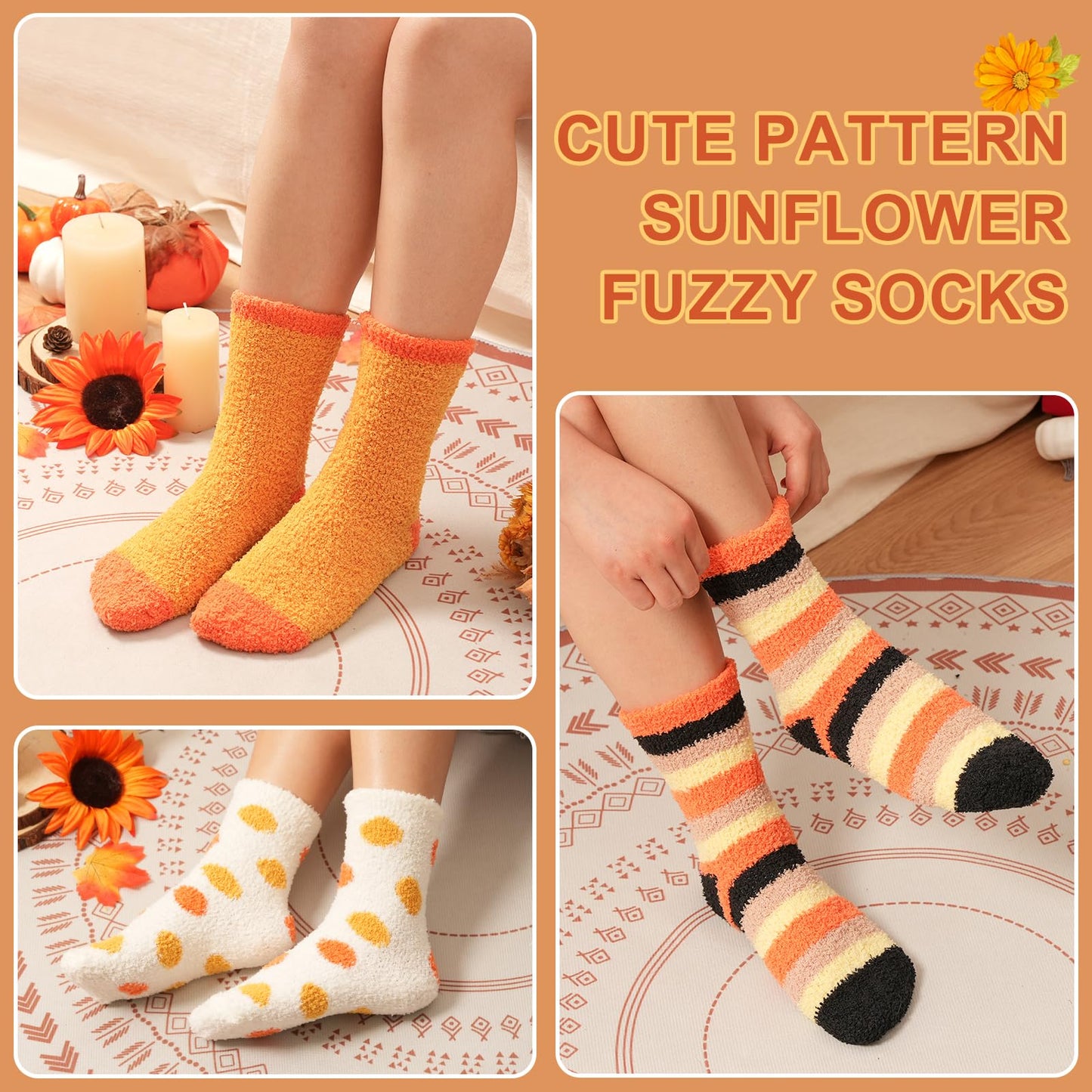 Fuzzy Socks for Women Gifts, Fluffy Cozy Plush Soft Slipper Socks for Fall Winter Christmas Warm Sleeping Home 5/6 Pairs