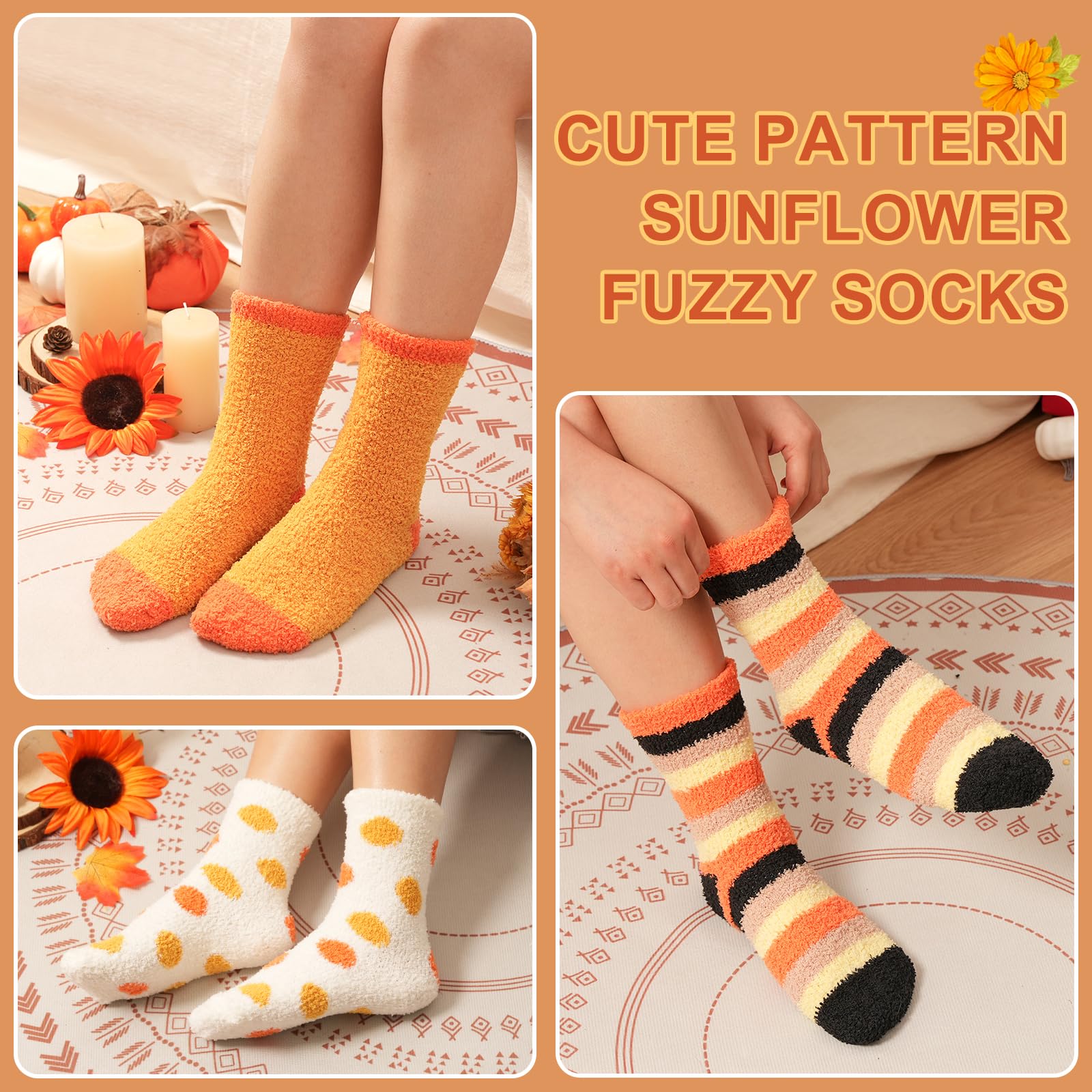 Fuzzy Socks for Women Gifts, Fluffy Cozy Plush Soft Slipper Socks for Fall Winter Christmas Warm Sleeping Home 5/6 Pairs