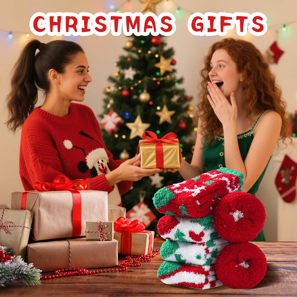 Fuzzy Socks for Women Gifts, Fluffy Cozy Plush Soft Slipper Socks for Fall Winter Christmas Warm Sleeping Home 5/6 Pairs
