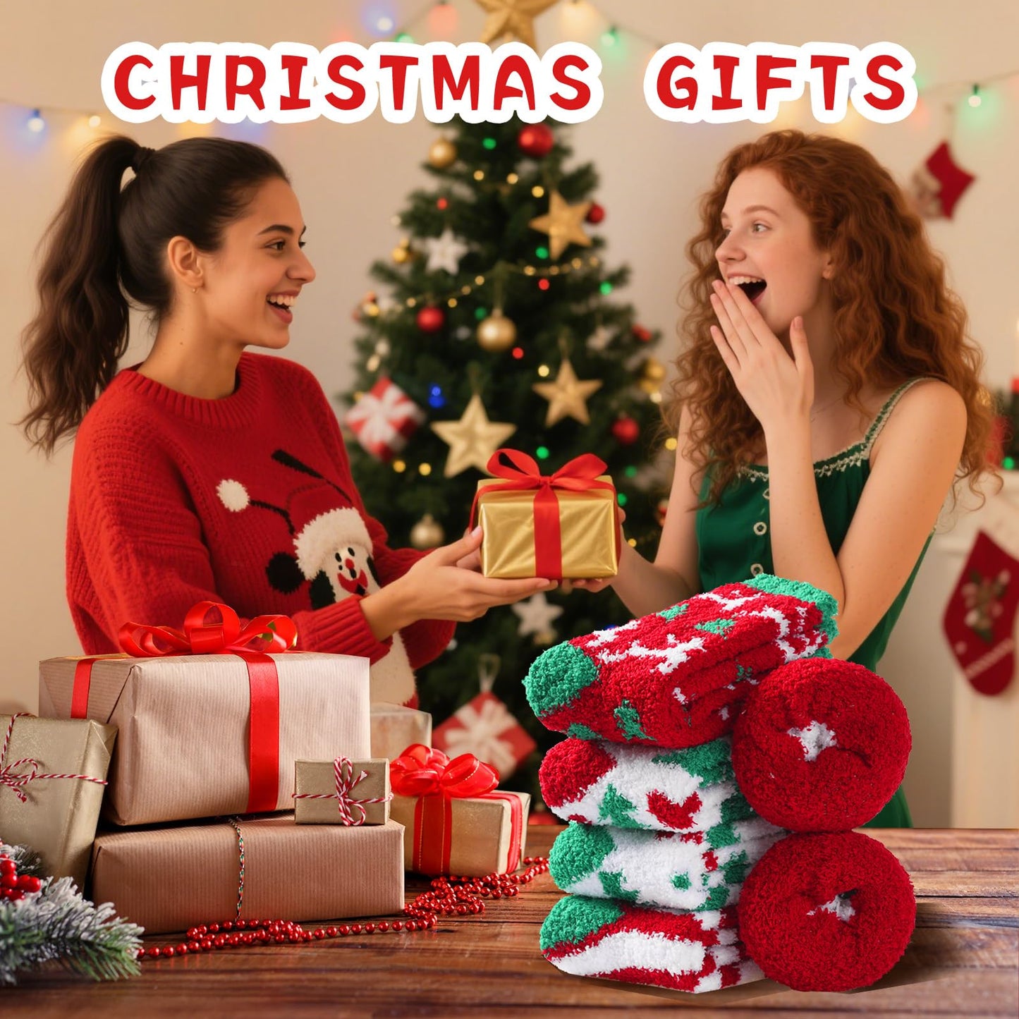 Fuzzy Socks for Women Gifts, Fluffy Cozy Plush Soft Slipper Socks for Fall Winter Christmas Warm Sleeping Home 5/6 Pairs