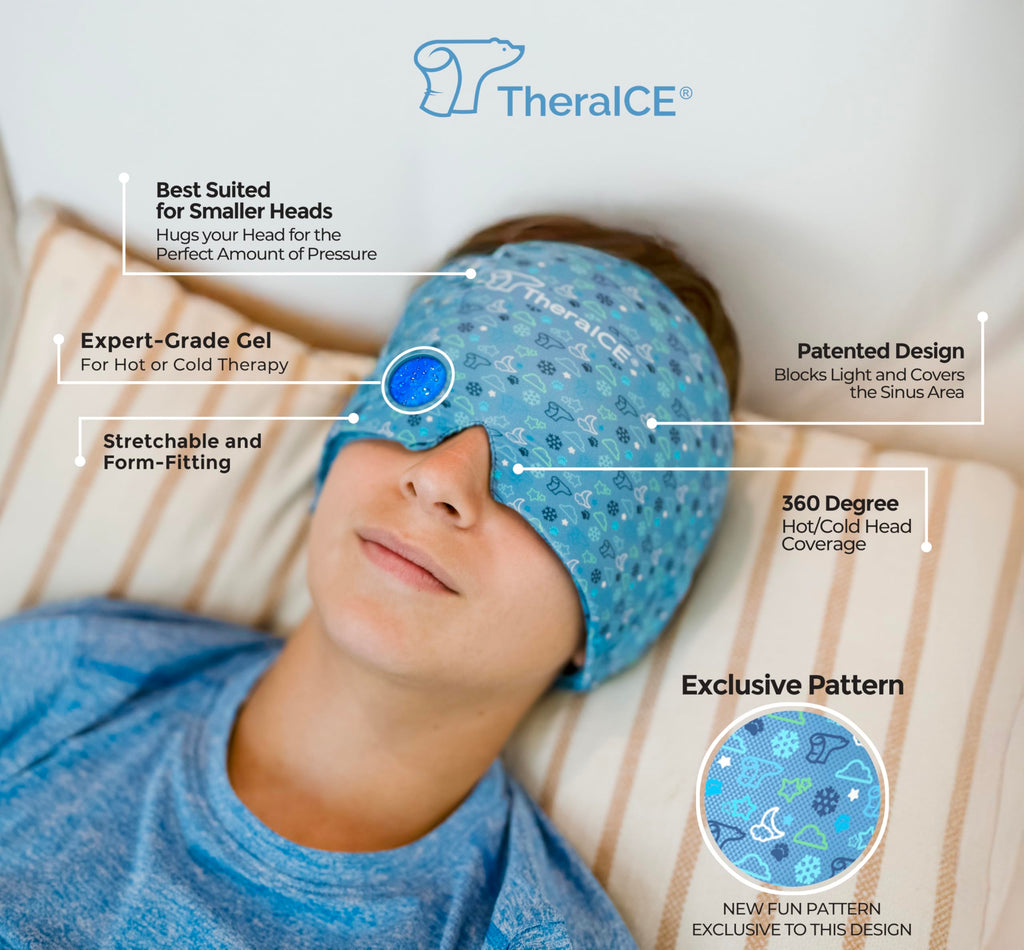 TheraICE Headache Relief Cap, Migraine Ice Pack Mask Products, Women Cooling Gel Hat, Face Cold Compress Head Wrap for Her Stress. Great Birthday Gift for Mom, Sister, Grandma, Girlfriend, & Teacher