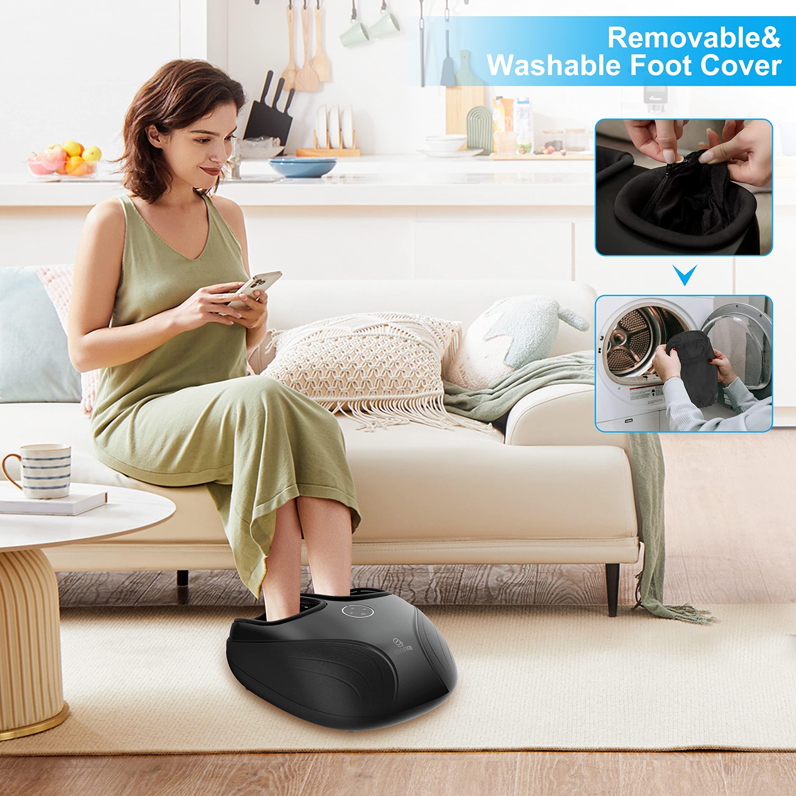 COMFIER Shiatsu Foot Massager with Heat,Vibration,Rolling Compression,FSA Eligible Feet Massager Machine for Plantar Fasciitis,Neuropathy Pain, Fits Size up to 13“,Christmas Gifts for Women,Men,HSA