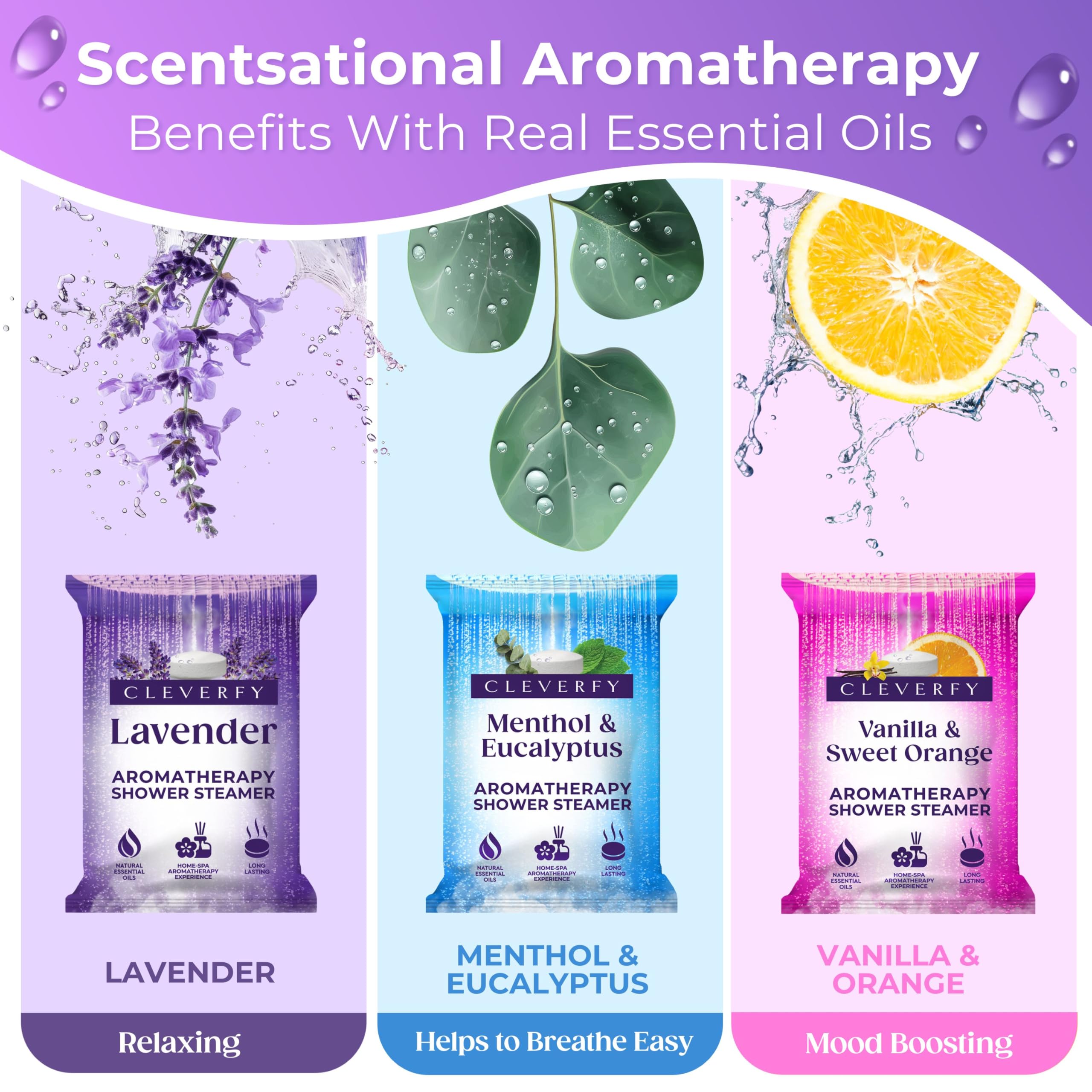 Cleverfy Shower Steamers Aromatherapy – Stocking Stuffers for Teen Girls, Women and Wife – Christmas Gifts for Teens and Women – White Elephant Gifts for Adults – 6 Tablets