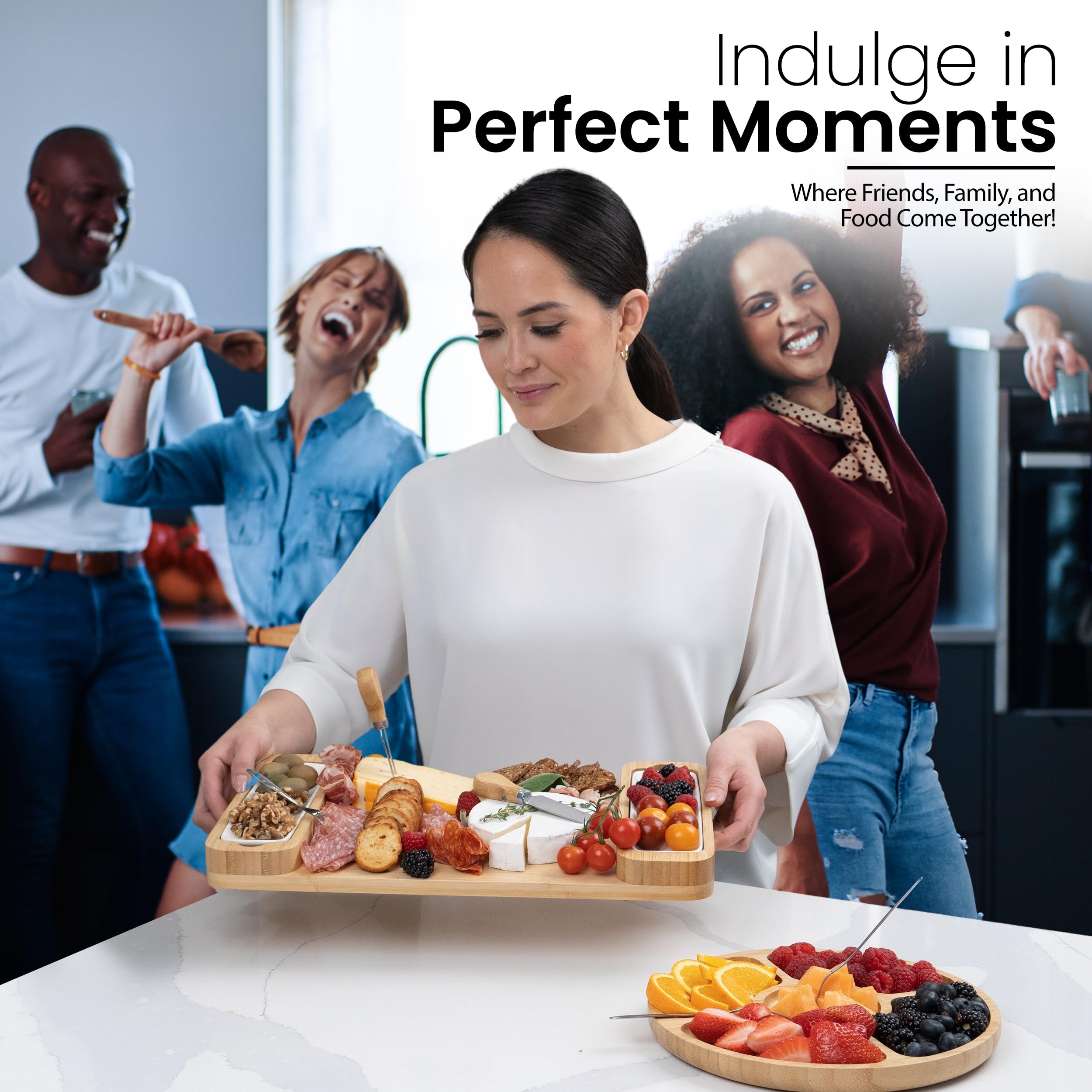 Charcuterie Board Gift Set - Bamboo Cheese Board and Knife Set - Housewarming Gifts for New Home, Wedding Gifts for Couples 2025, Bridal Shower Gifts, Birthday Gifts for Women