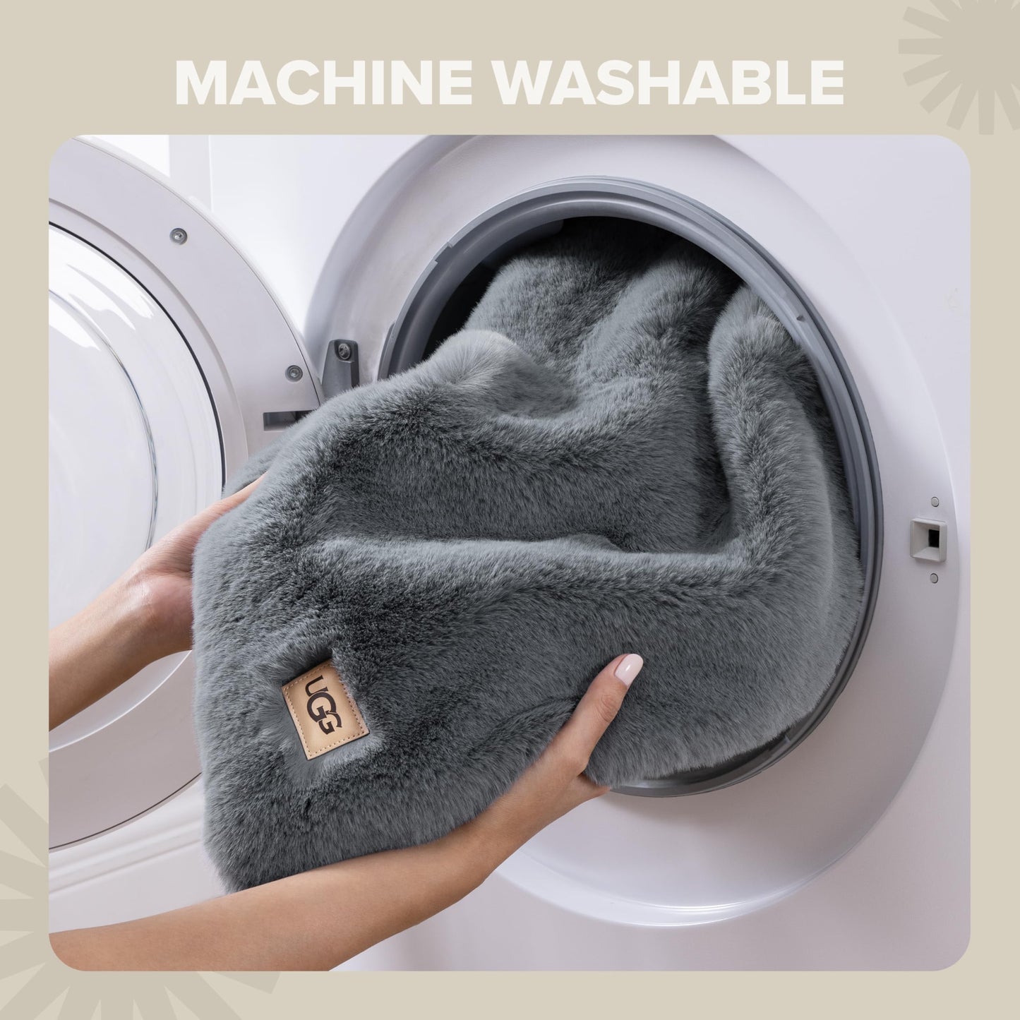 UGG Plush Faux Fur Throw Blanket Reversible Medium Weight Luxury Soft Throw Blankets for Bed or Chair, Hypoallergenic, Machine Washable, Home Decor, 50-inch x 70-inch, Charcoal Dark Grey (Euphoria)