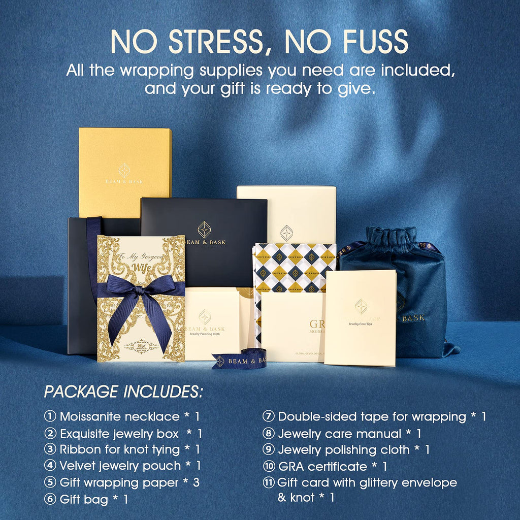 Beam & Bask Pendant Necklace for Wife or Girlfriend, Anniversary Birthday Wedding Moissanite Jewelry for Soulmate Her Women, S925 Sterling Silver