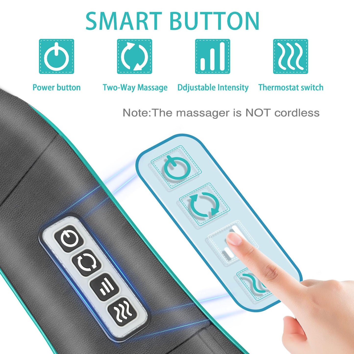 AERLANG Shiatsu Back and Neck Massager, Back Massager Deep Tissue Kneading Neck and Shoulder Massage with Heat, Electric Massage Pillow Fathers Day Gift Ideas from Daughter Son(NOT Cordless)