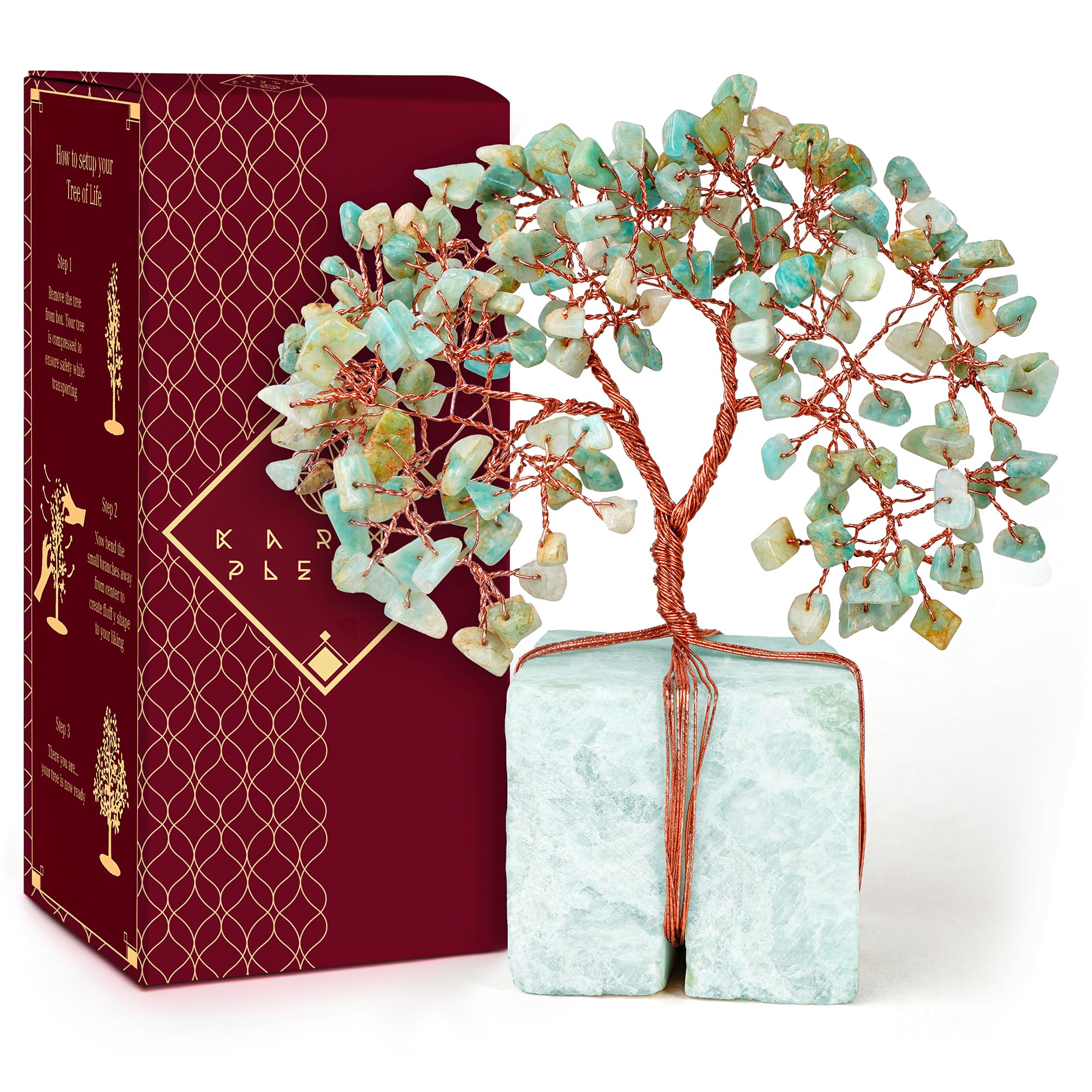 Crystal Tree of Life 7 Chakra Healing Crystals Trees for Home Decor, Office Desk Decor, Boho Decor, Handmade Bonsai Trees for Positive Energy, Money, Good Luck Birthday Gifts for Women, Mom