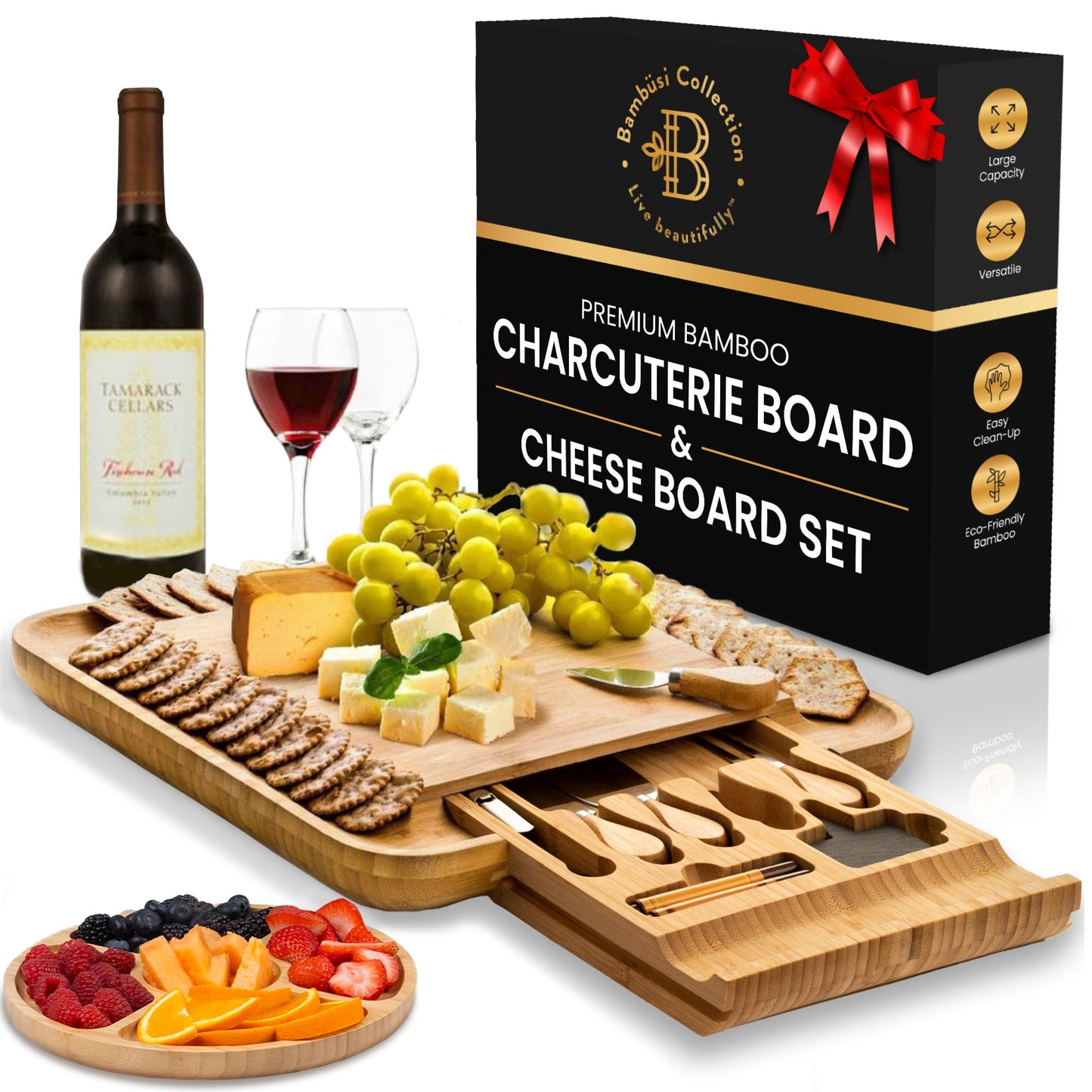 Charcuterie Board Gift Set - Bamboo Cheese Board and Knife Set - Housewarming Gifts for New Home, Wedding Gifts for Couples 2025, Bridal Shower Gifts, Birthday Gifts for Women