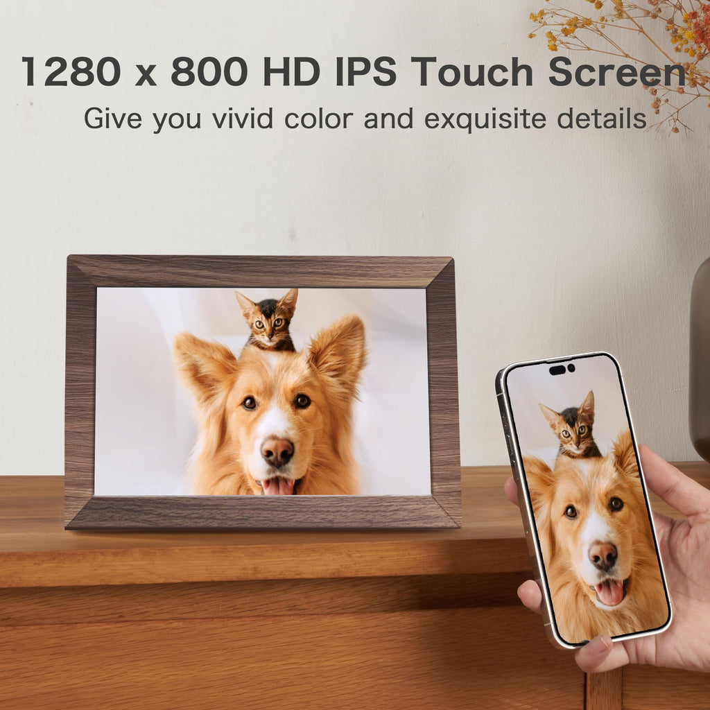 Digital Picture Frame, 10.1'' Frameo Digital Frame Wifi, 32GB Memory, 1280*800 HD Touch Screen Digital Photo Frame, Wall Mountable, Auto-Rotate, Share Instantly, Wedding, Birthday Gifts for Women, Mom