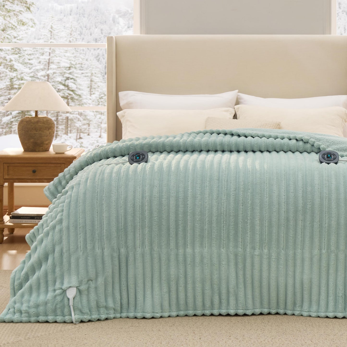 Bedsure GentleSoft Heated Blanket Electric Throw - Soft Ribbed Flannel Electric Blanket, Heating with 4 Time Settings, 6 Heat Levels, 3 hrs Timer Auto Shut Off, Gifts for Grandma (50x60 inches, Grey)