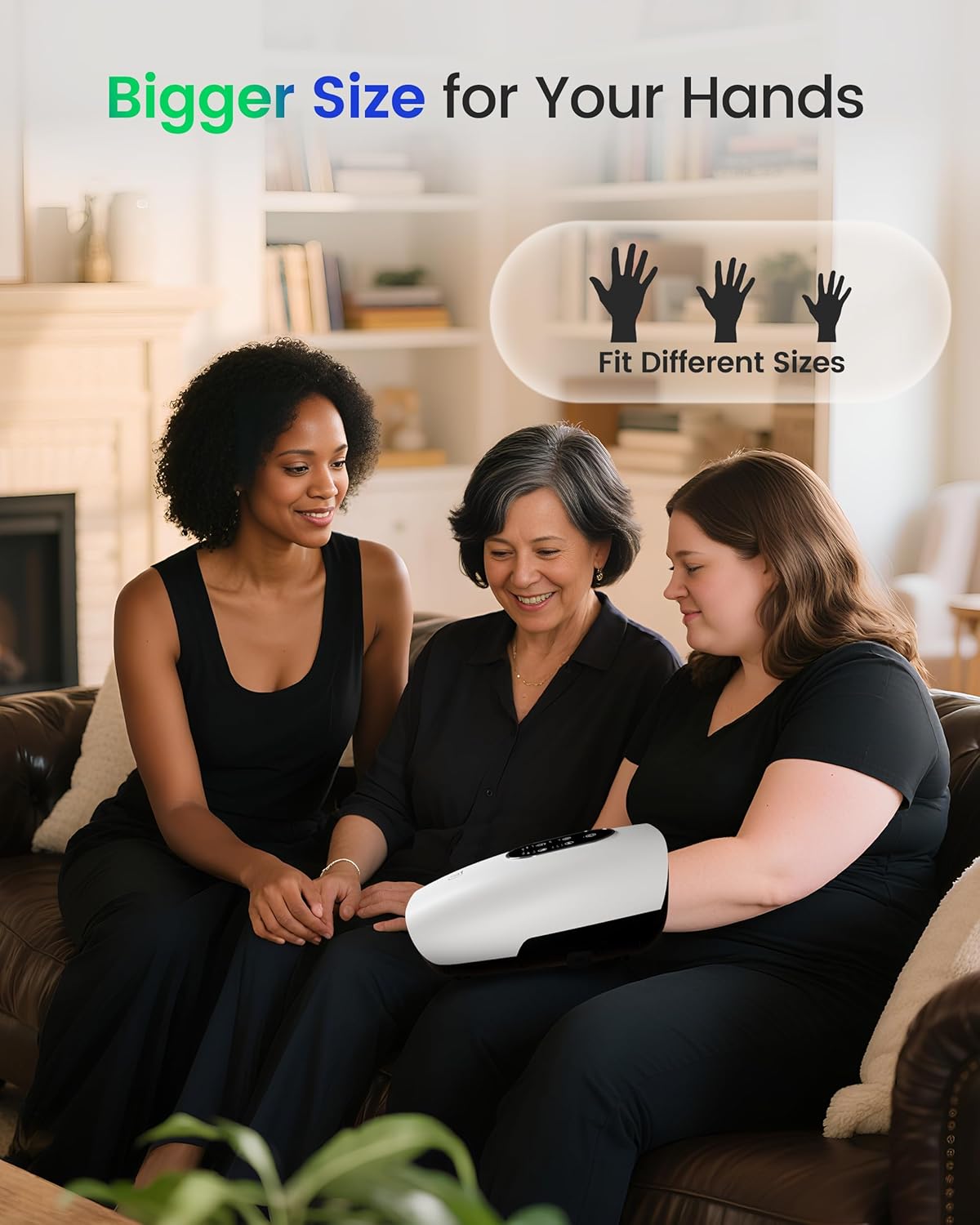 CILI Larger Size Hand Massager with Heat and Compression, Finger, Palm, Wrist and Hand Massager for Arthritis and Carpal Tunnel Relief, USB-C Rechargeable, Gift for Mom/Women, White