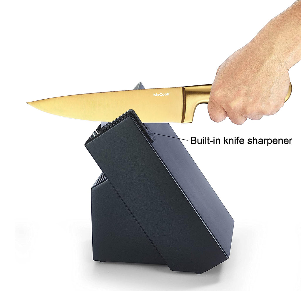 McCook® Knife Sets, German Stainless Steel Kitchen Knife Block Sets with Built-in Sharpener