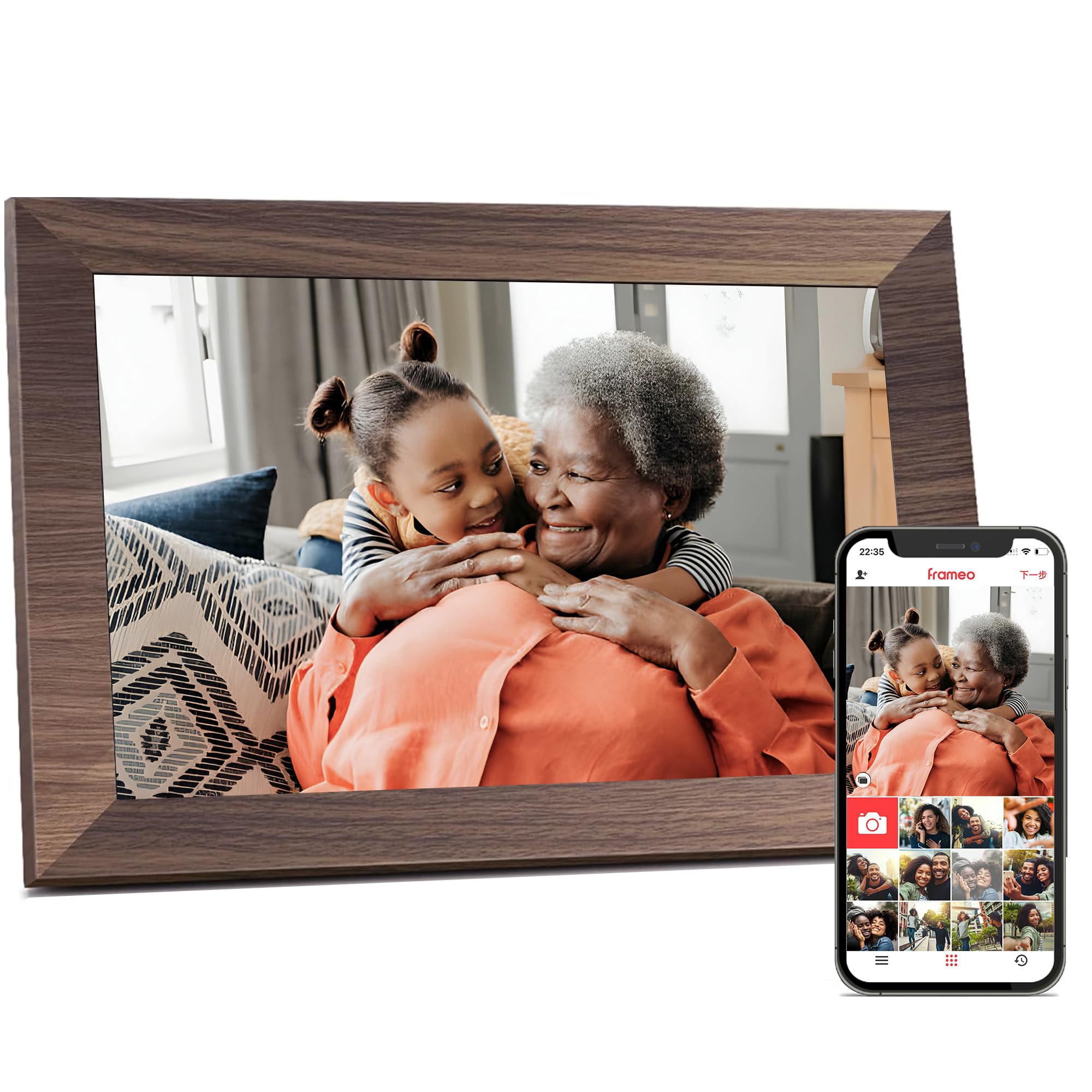 Digital Picture Frame, 10.1'' Frameo Digital Frame Wifi, 32GB Memory, 1280*800 HD Touch Screen Digital Photo Frame, Wall Mountable, Auto-Rotate, Share Instantly, Wedding, Birthday Gifts for Women, Mom