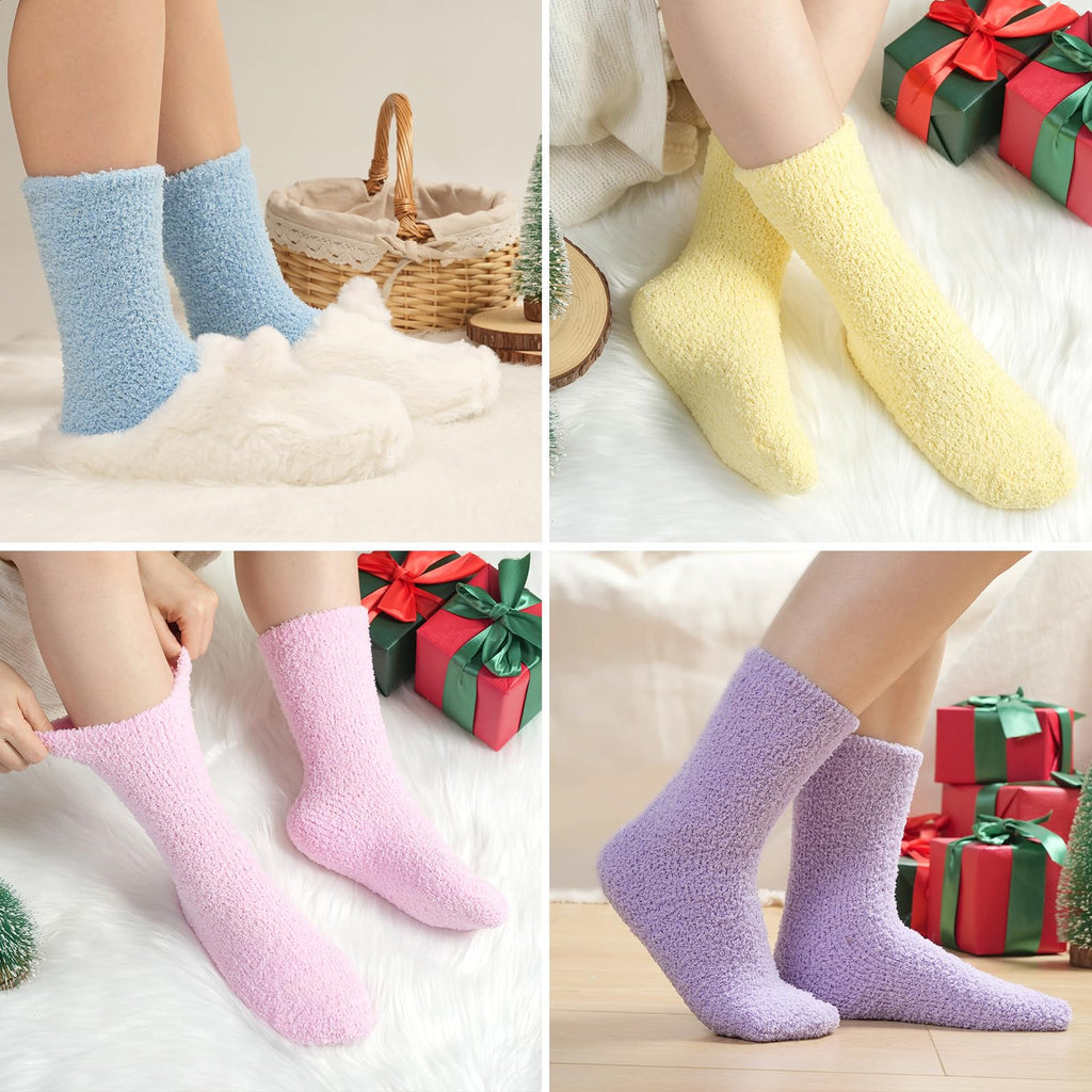 Fuzzy Socks for Women Gifts, Fluffy Cozy Plush Soft Slipper Socks for Fall Winter Christmas Warm Sleeping Home 5/6 Pairs