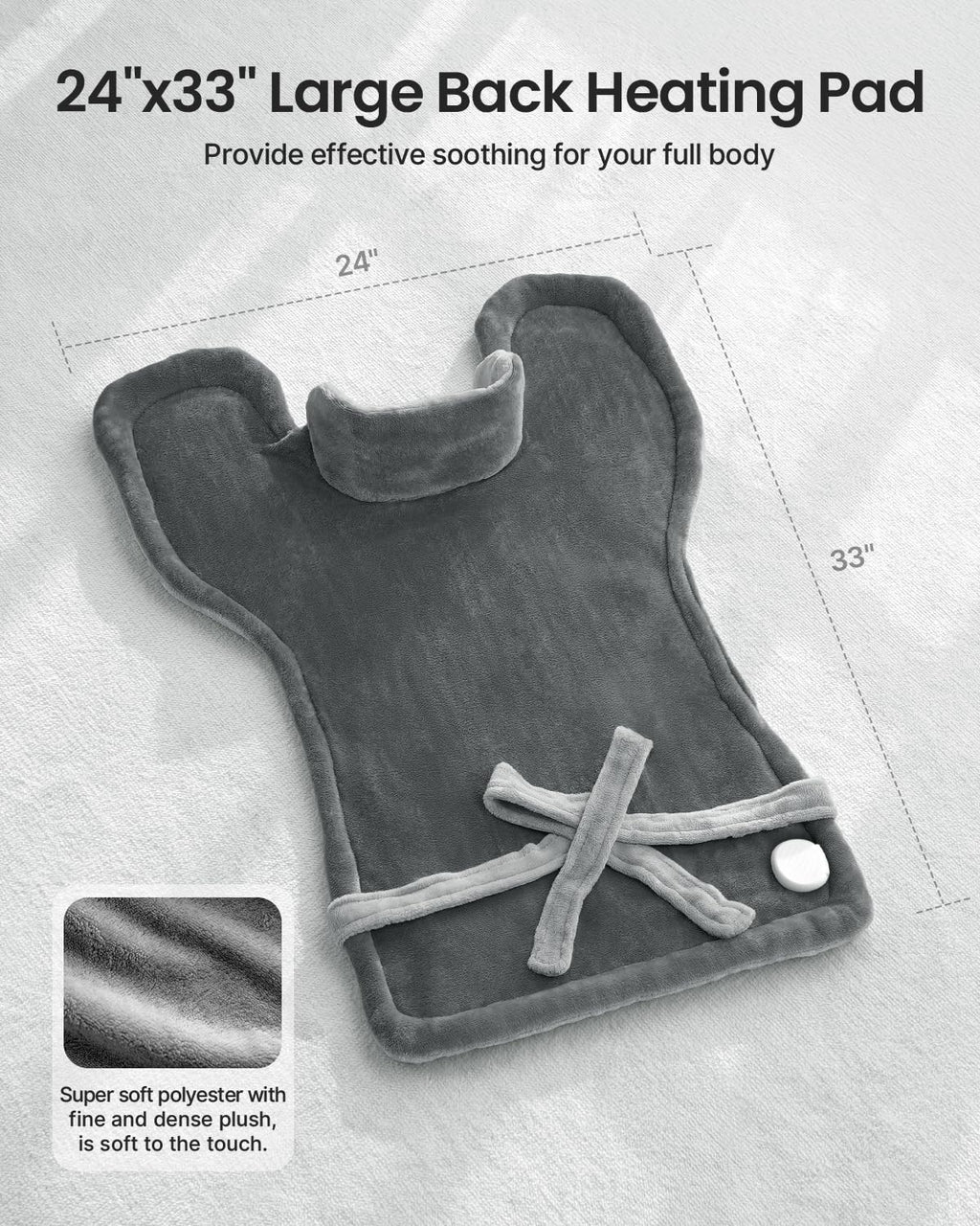 RENPHO Electric Heating Pad for Back, Birthday Christmas Gifts for Women Men Mom Dad Elderly, FSA Eligible Items Only List, Large Heat Pad for Neck Shoulders, 24"x33", ETL Certified, Gray