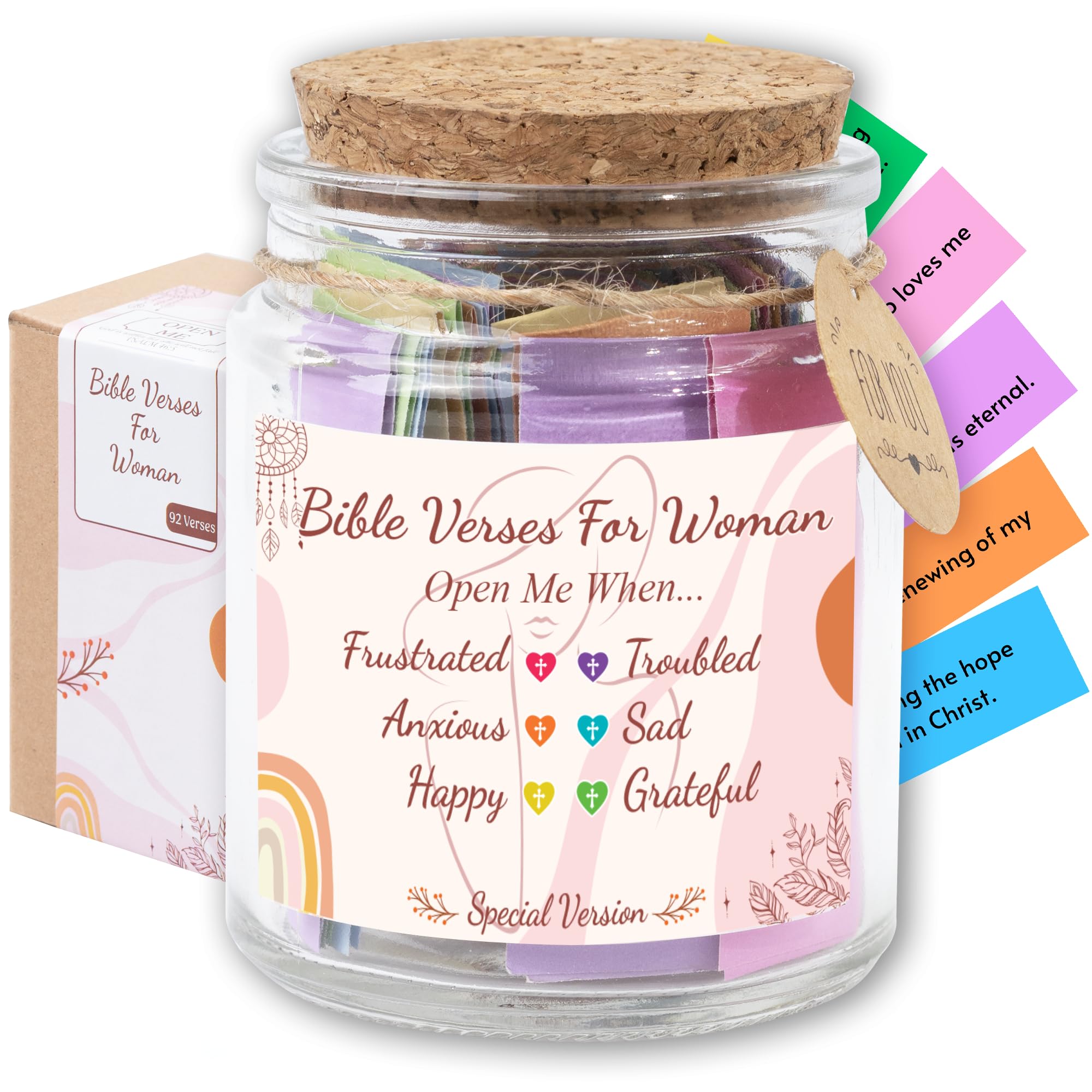 Read This When Bible Verses Jar for Daily Encouragement – Christian, Birthday & Christmas Gifts for Women; Great Gift for Mom, White Elephant Gift & Stocking Stuffer for Women