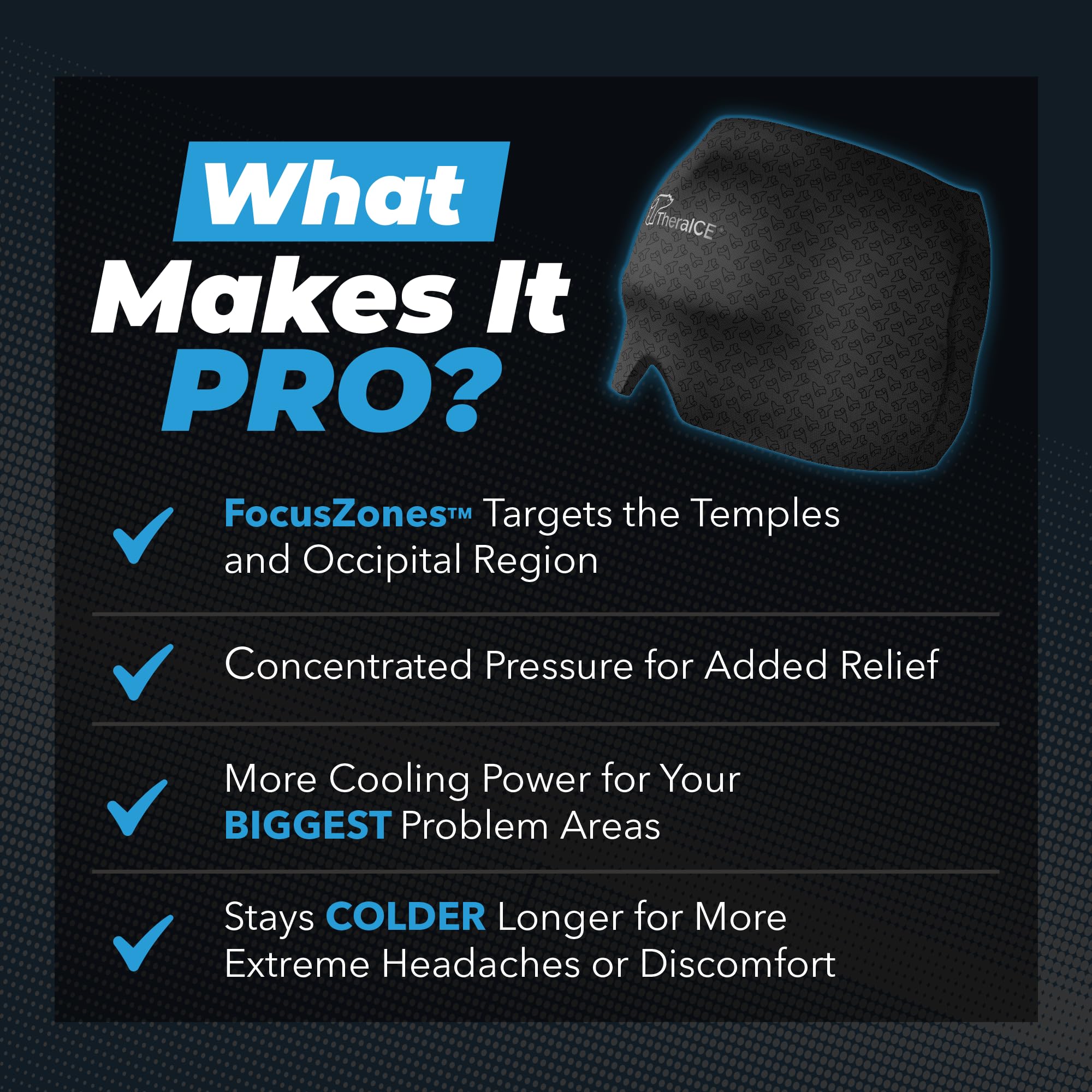 TheraICE Headache Relief Cap, Migraine Ice Pack Mask Products, Women Cooling Gel Hat, Face Cold Compress Head Wrap for Her Stress. Great Birthday Gift for Mom, Sister, Grandma, Girlfriend, & Teacher