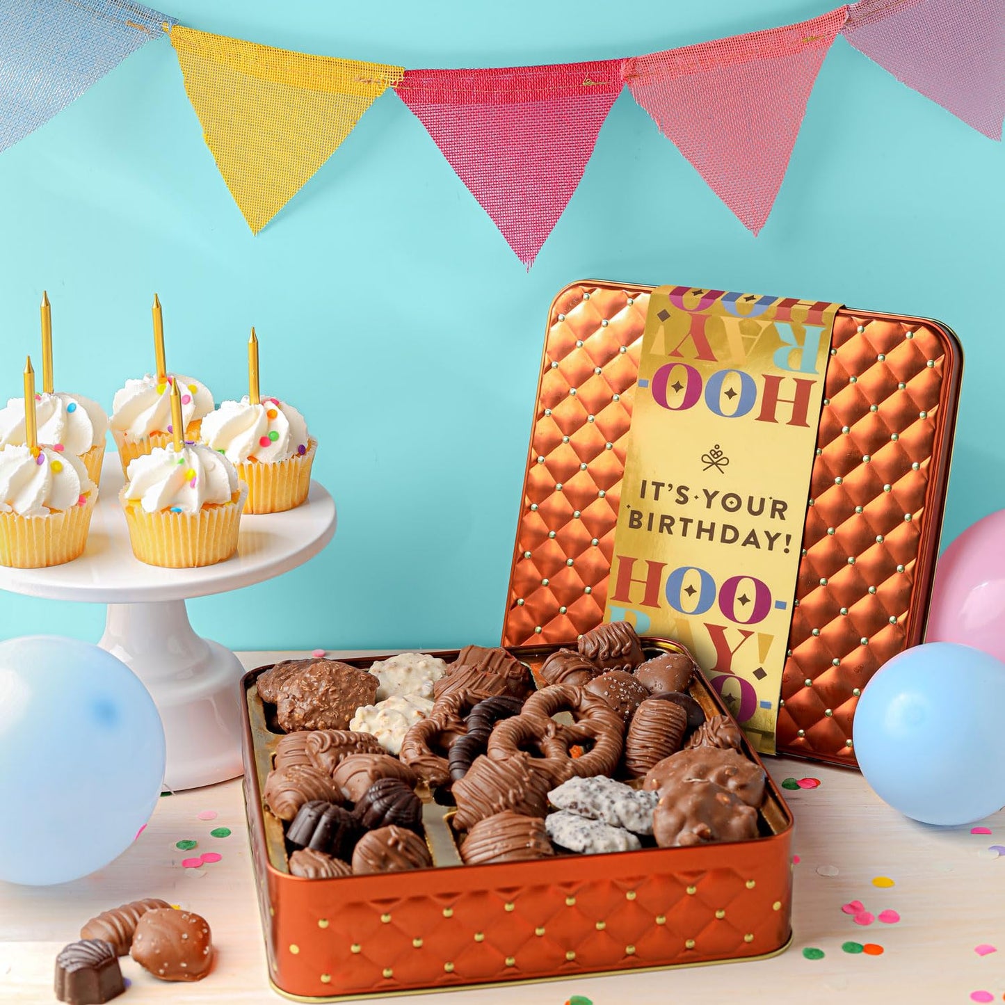 Chocolate Gift Basket, Candy Food Gifts Arrangement Platter, Gourmet Snack Box, Thanksgiving, Christmas, Holiday Present Idea, Corporate Him & Her, Men Women Sympathy Family Parties & Get Well- Bonnie & Pop