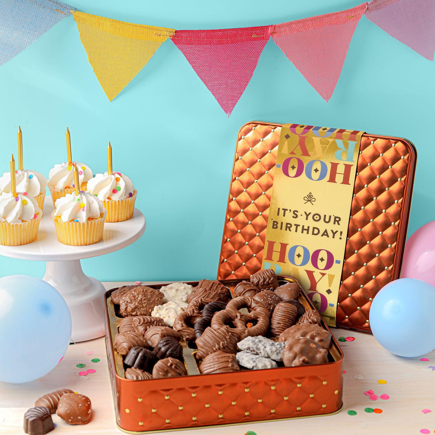 Chocolate Gift Basket, Candy Food Gifts Arrangement Platter, Gourmet Snack Box, Thanksgiving, Christmas, Holiday Present Idea, Corporate Him & Her, Men Women Sympathy Family Parties & Get Well- Bonnie & Pop