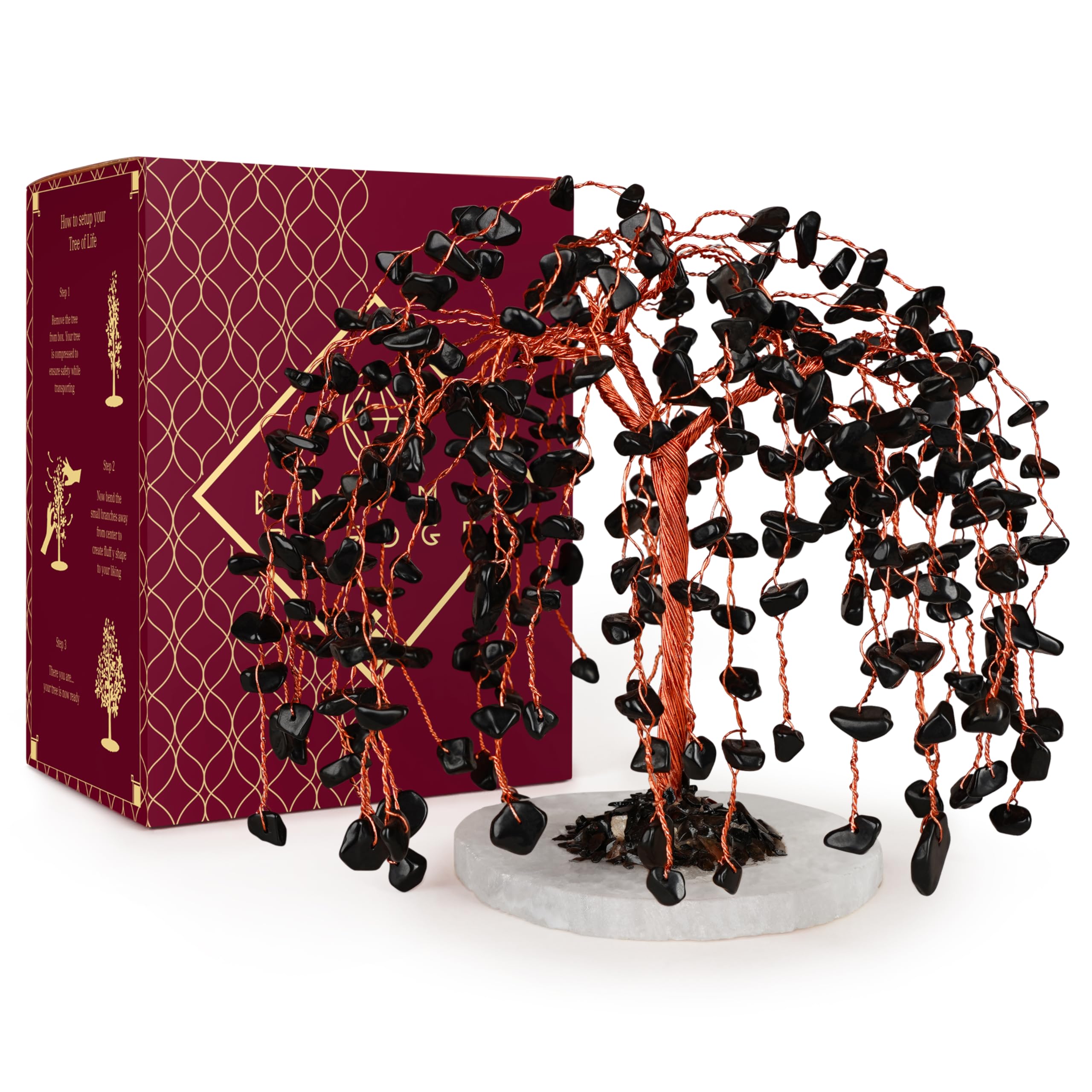 Crystal Tree of Life 7 Chakra Healing Crystals Trees for Home Decor, Office Desk Decor, Boho Decor, Handmade Bonsai Trees for Positive Energy, Money, Good Luck Birthday Gifts for Women, Mom