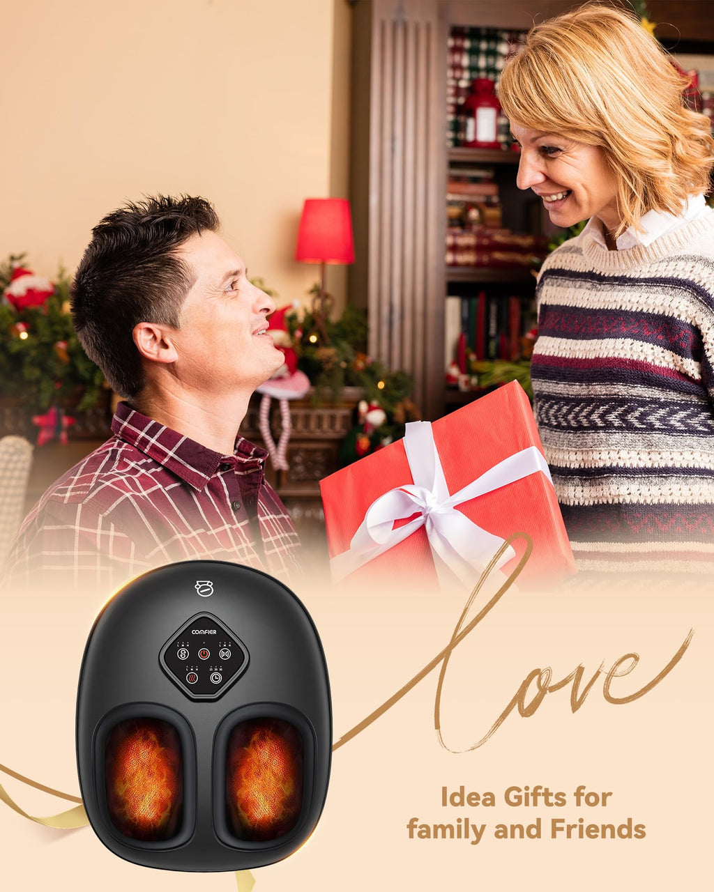 COMFIER Shiatsu Foot Massager with Heat,Vibration,Rolling Compression,FSA Eligible Feet Massager Machine for Plantar Fasciitis,Neuropathy Pain, Fits Size up to 13“,Christmas Gifts for Women,Men,HSA