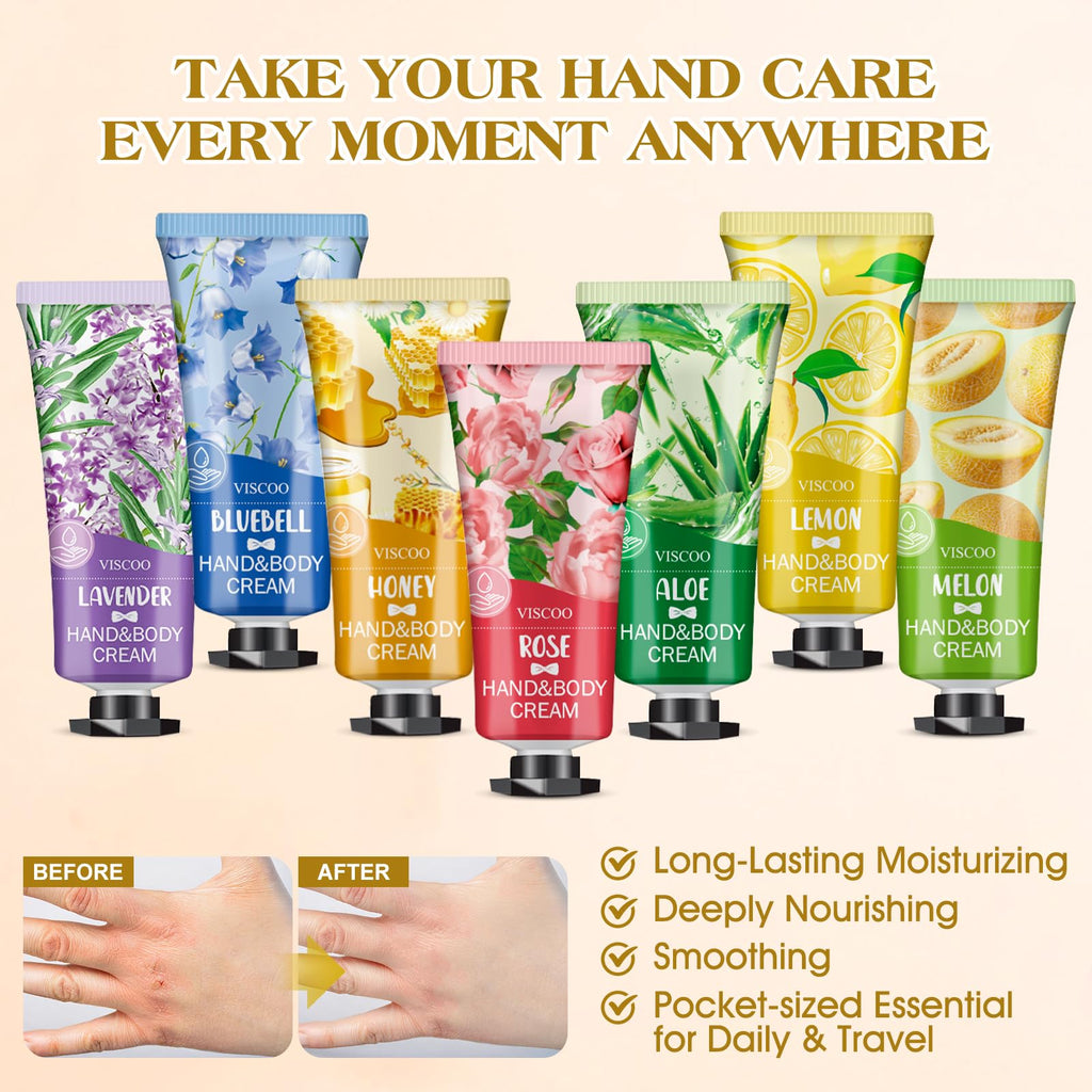 7 Pack Hand Cream Gifts Set for Women,Stocking Stuffers for Women,Teengirls,Christmas Gifts Bulk Gifts,Small Gifts,Mini Moisturizing Hand Lotion Travel Size in Bulk for Dry Cracked Hands