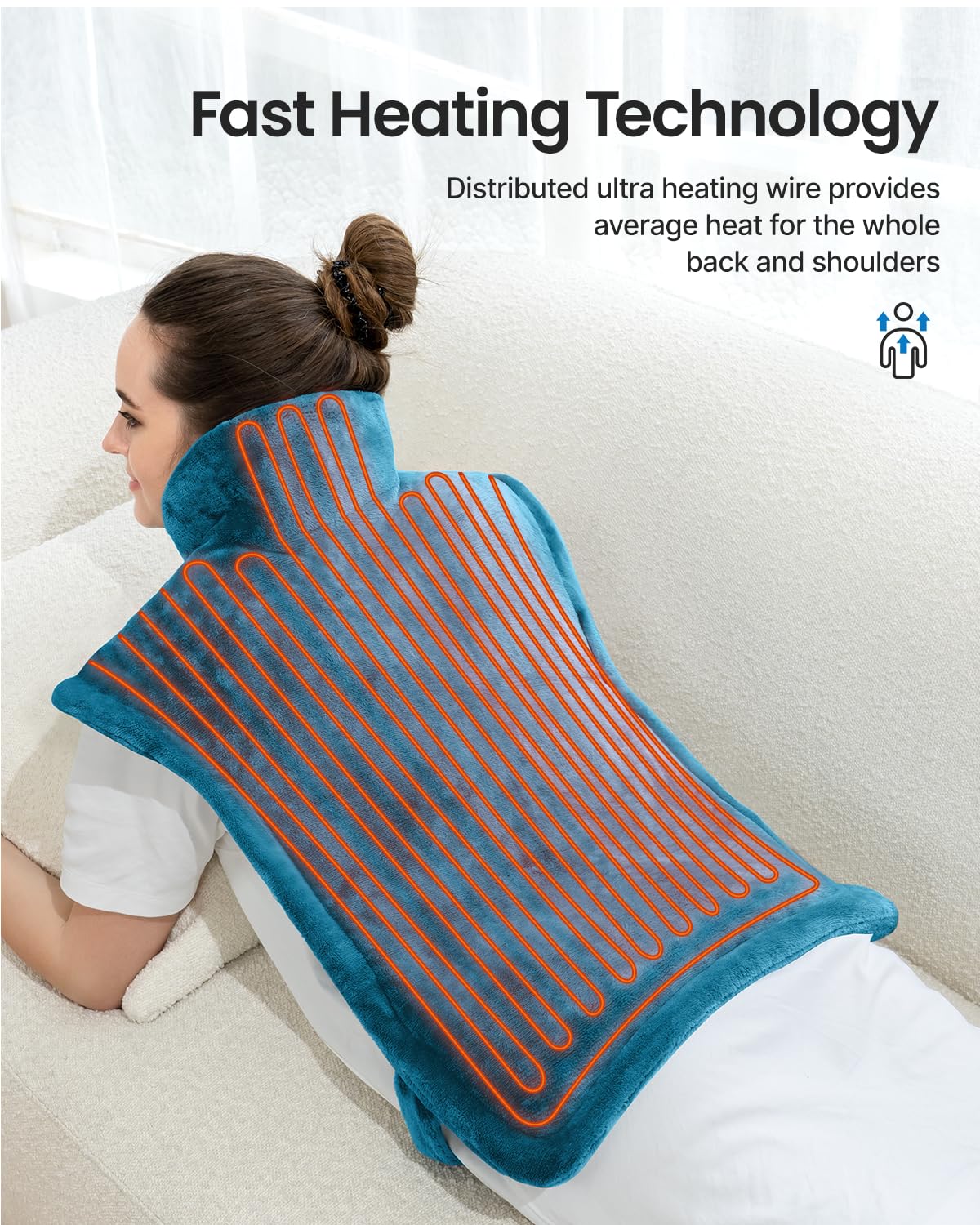 RENPHO Electric Heating Pad for Back, Birthday Christmas Gifts for Women Men Mom Dad Elderly, FSA Eligible Items Only List, Large Heat Pad for Neck Shoulders, 24"x33", ETL Certified, Gray