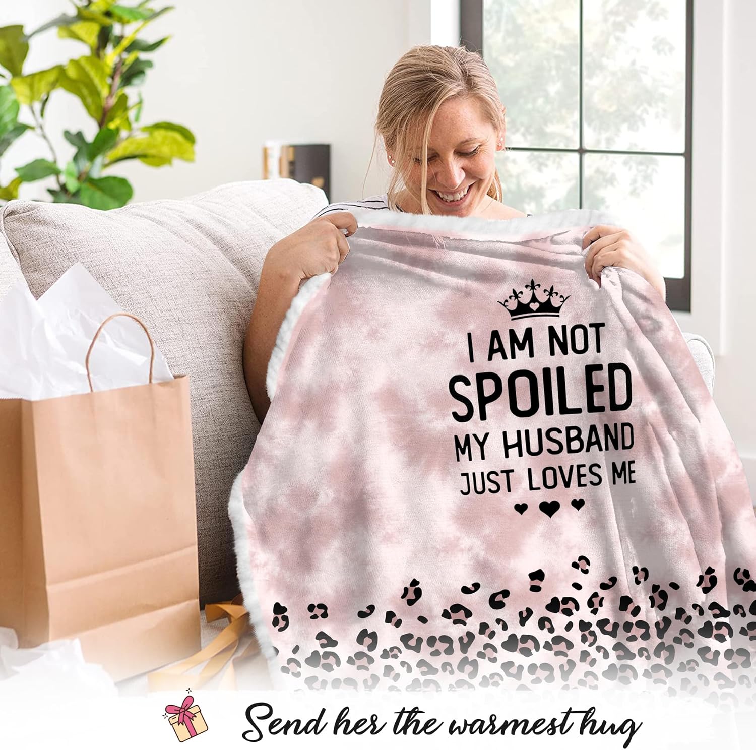 Spoiled Wife Fleece Wearable Blanket Hoodie - Mothers Day Gifts for Wife from Husband - Birthday Wife Gifts Ideas