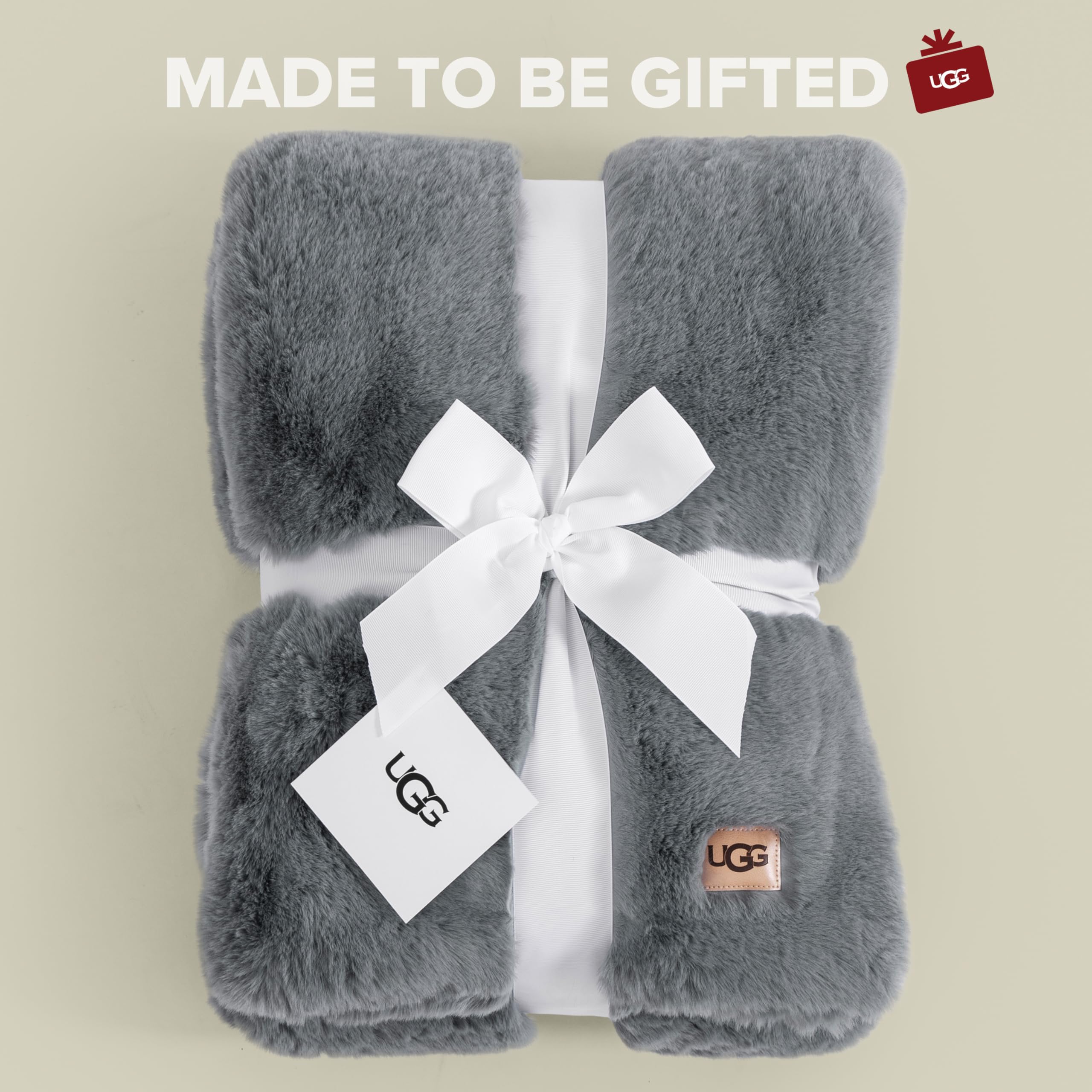 UGG Plush Faux Fur Throw Blanket Reversible Medium Weight Luxury Soft Throw Blankets for Bed or Chair, Hypoallergenic, Machine Washable, Home Decor, 50-inch x 70-inch, Charcoal Dark Grey (Euphoria)