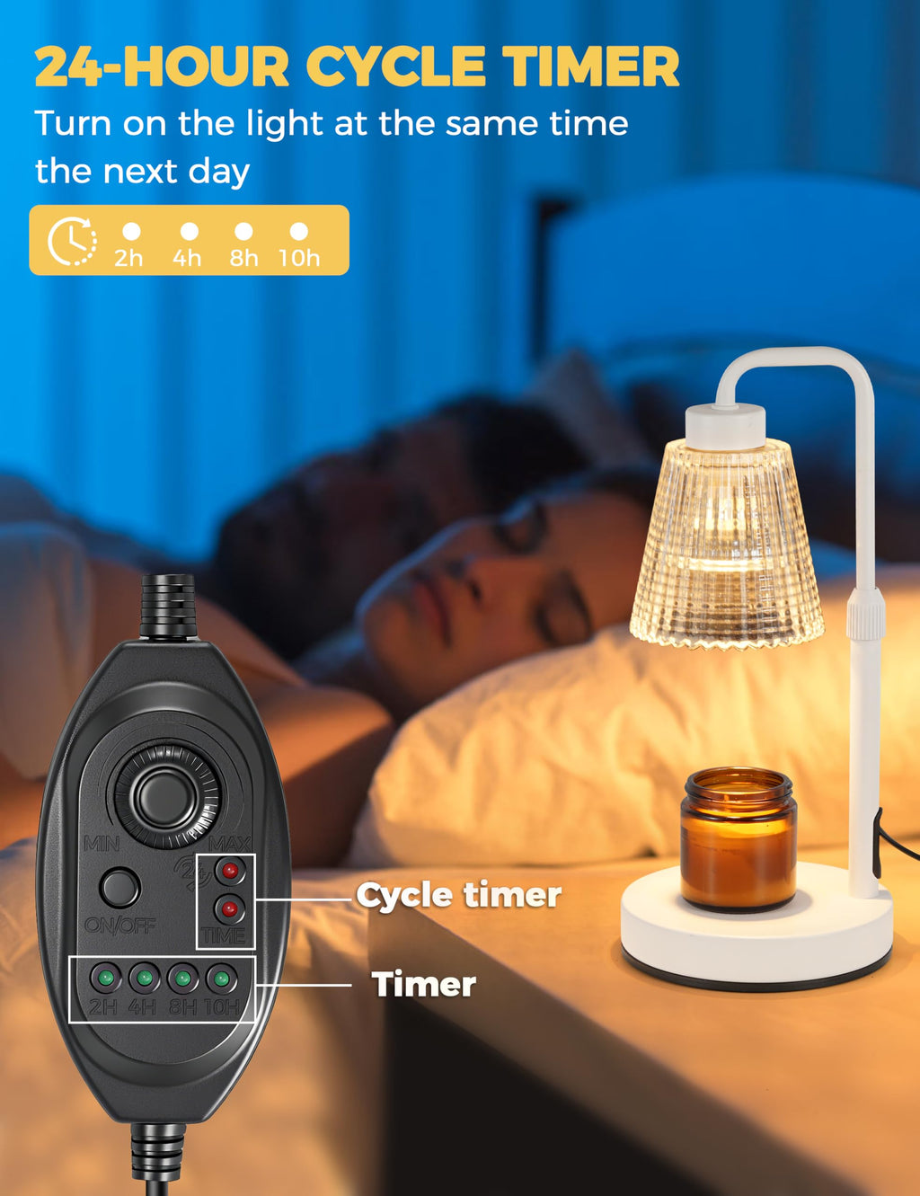 Candle Warmer Lamp with Timer Dimmable, Birthday Gifts for Women Mom, House Warming Gifts New Home Decor, Wax Melt Warmer for Jar Candles with 2 Bulbs