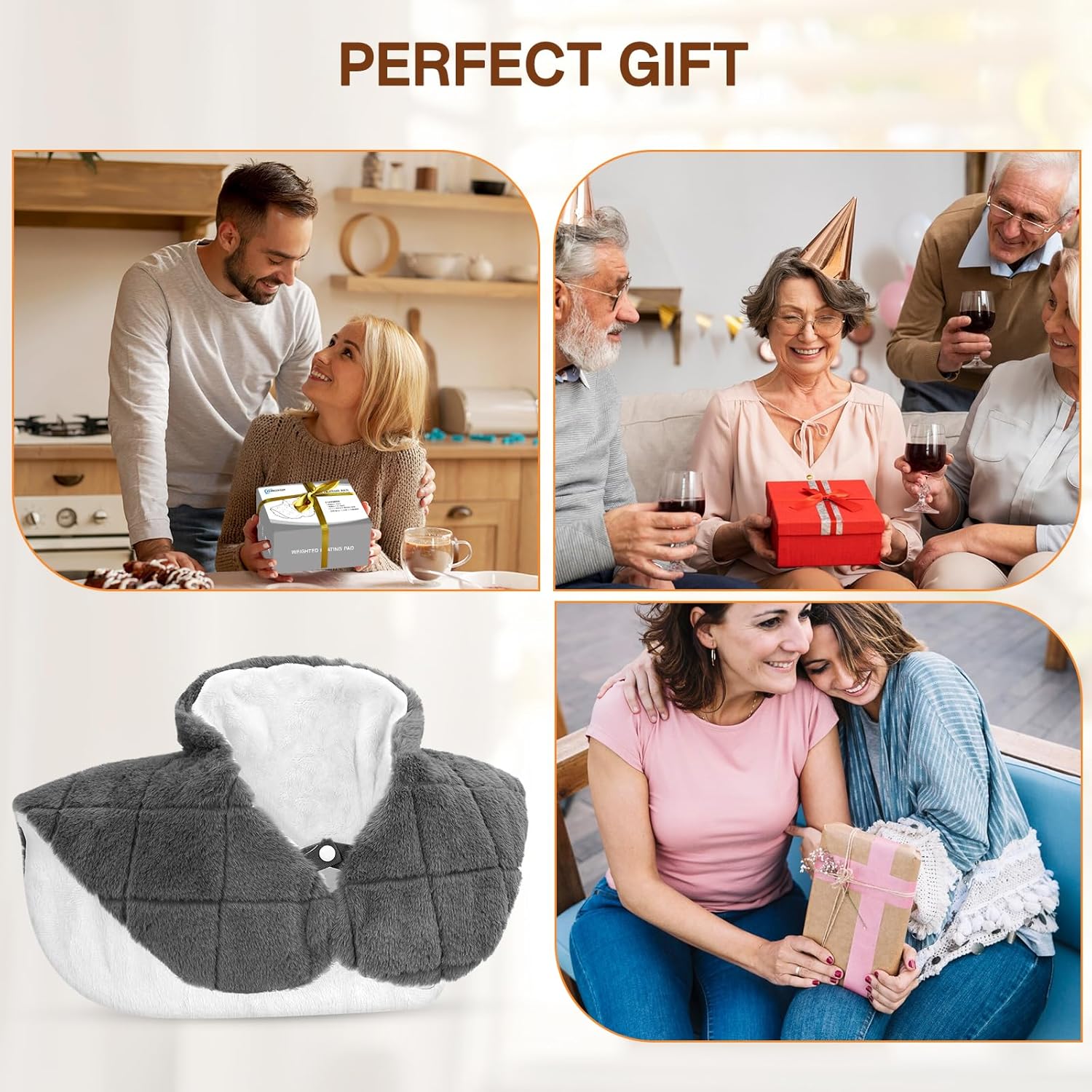 Neck and Shoulder Heating Pad for Pain Relief, XHBDXDP Weighted Neck Heating Pads, 24 x 20″ Neck Heating Pad with Tourmaline Beads, 5 Heat Settings, 4 Auto-Off, Gift for Women