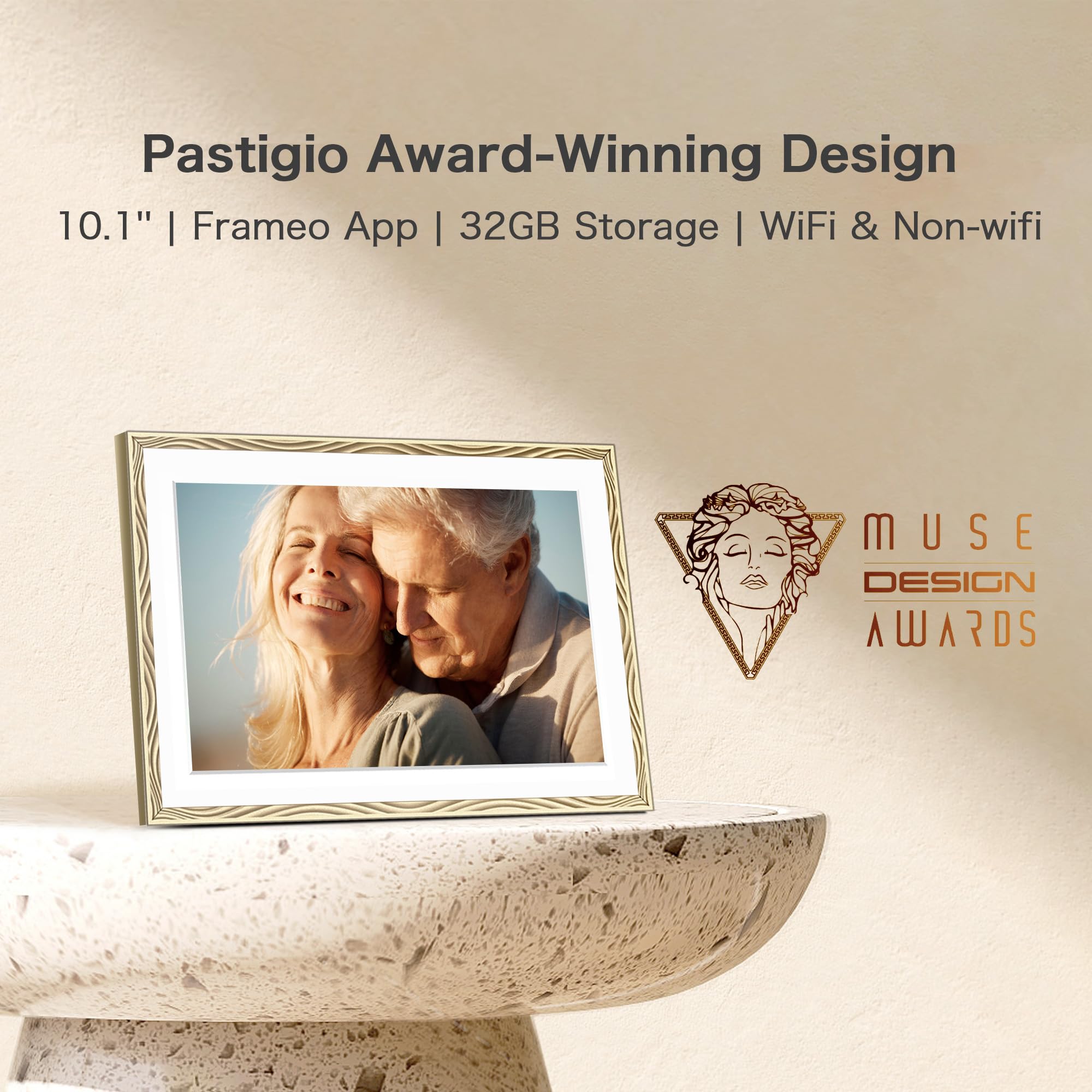 Digital Picture Frame, 10.1'' Frameo Digital Frame Wifi, 32GB Memory, 1280*800 HD Touch Screen Digital Photo Frame, Wall Mountable, Auto-Rotate, Share Instantly, Wedding, Birthday Gifts for Women, Mom