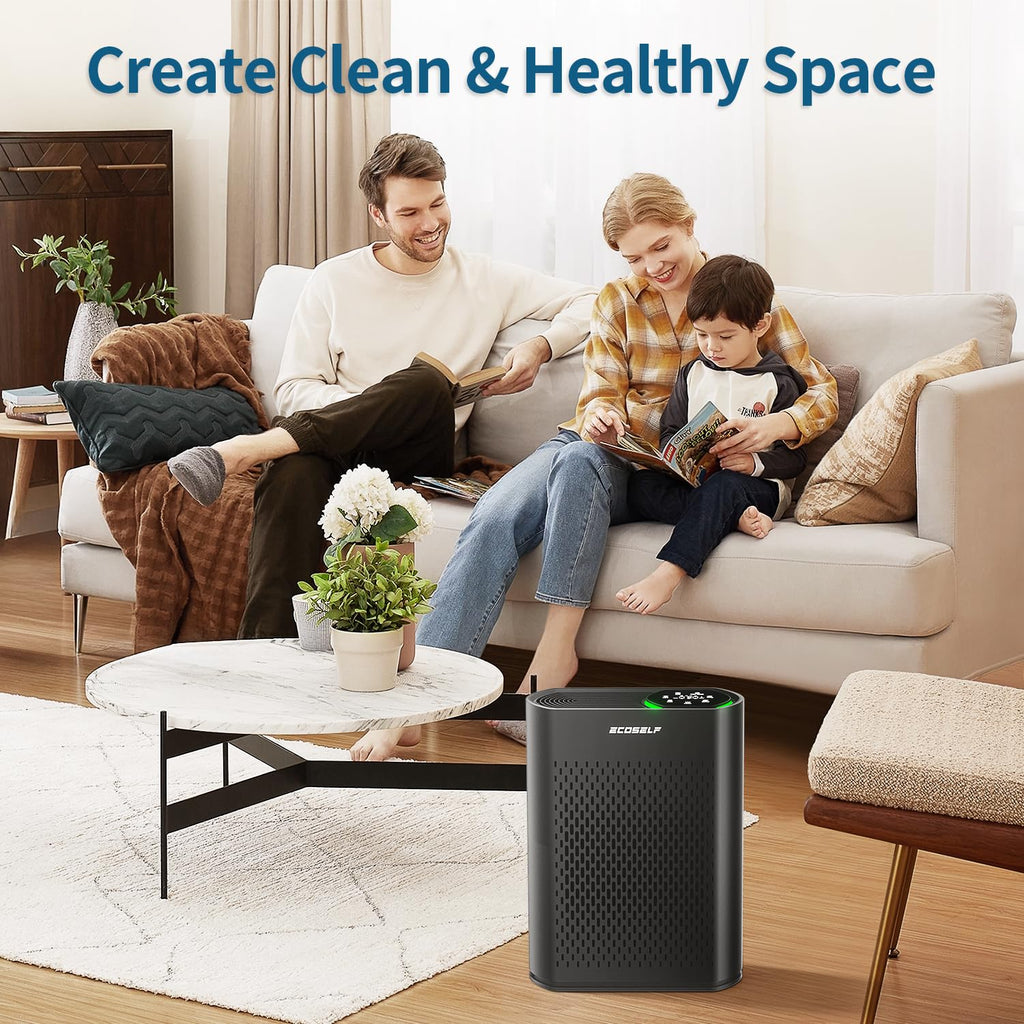 Air Purifiers for Home Large Room Up to 2400 Ft², Powerful HEPA Air Purifier with PM 2.5 Air Quality Display 20dB Sleep Mode, Air Purifiers for Bedroom Office Living Room HAP602 White