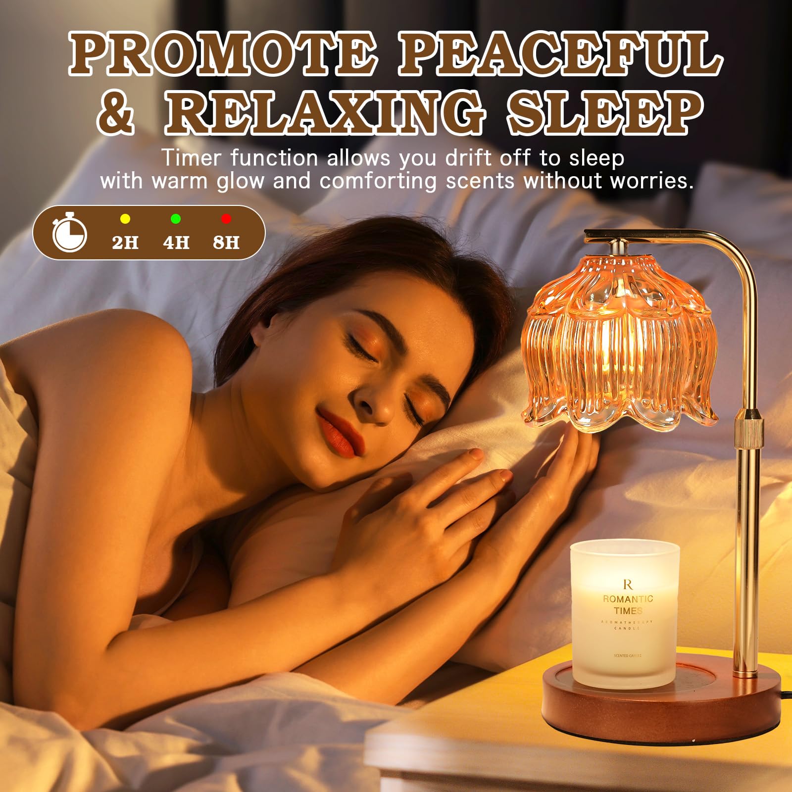 Flower Candle Warmer Lamp with Timer, Dimmable Candle Lamp Warmer, Christmas Birthday Gift for Women Mom, House Warming for New Home Decor, Lotus Wax Melt Warmer for Jar Candles