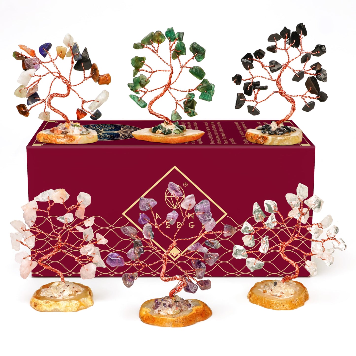 Crystal Tree of Life 7 Chakra Healing Crystals Trees for Home Decor, Office Desk Decor, Boho Decor, Handmade Bonsai Trees for Positive Energy, Money, Good Luck Birthday Gifts for Women, Mom