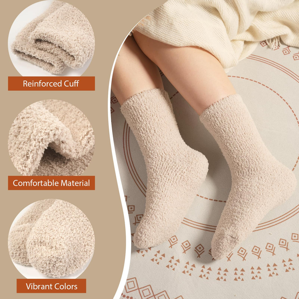 Fuzzy Socks for Women Gifts, Fluffy Cozy Plush Soft Slipper Socks for Fall Winter Christmas Warm Sleeping Home 5/6 Pairs