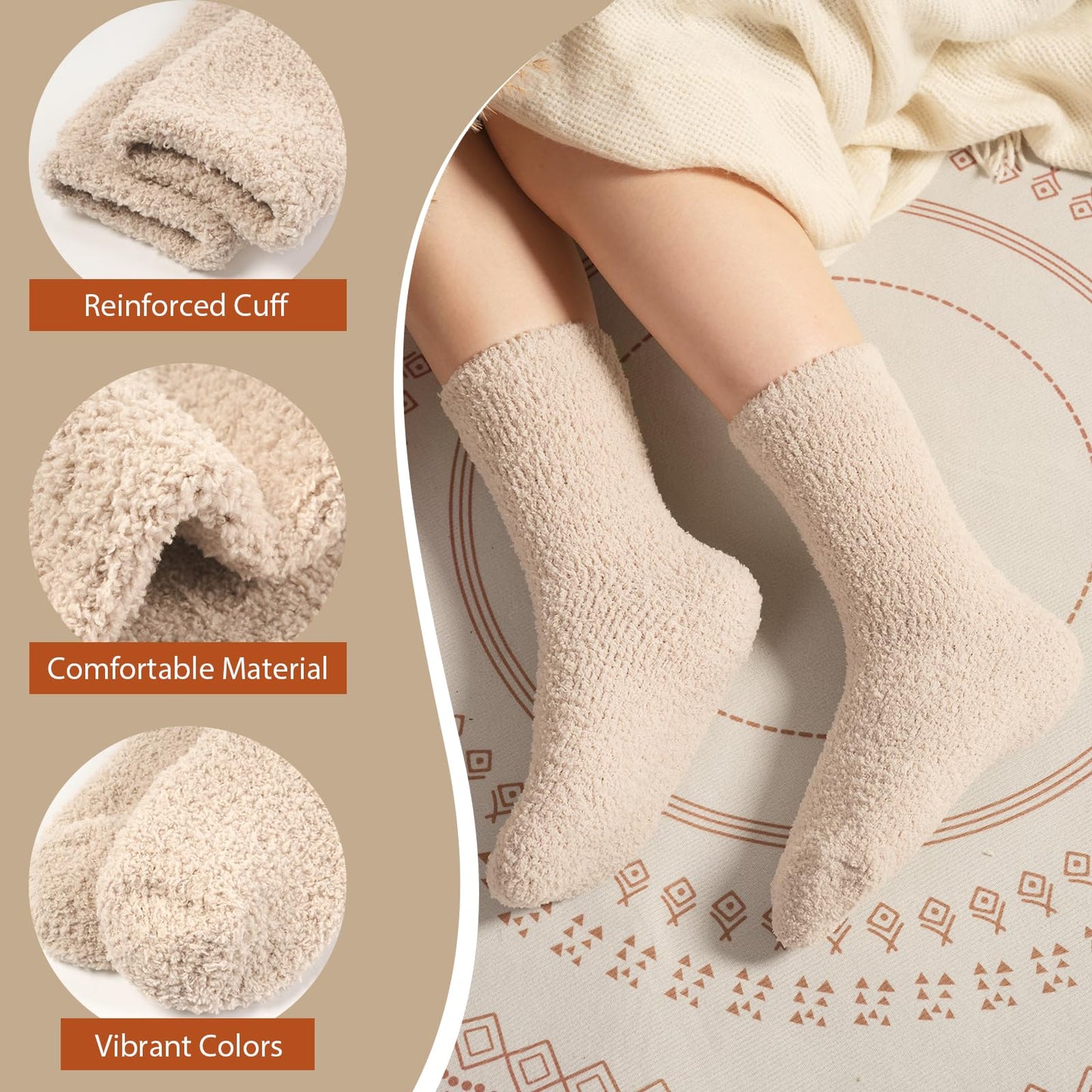 Fuzzy Socks for Women Gifts, Fluffy Cozy Plush Soft Slipper Socks for Fall Winter Christmas Warm Sleeping Home 5/6 Pairs