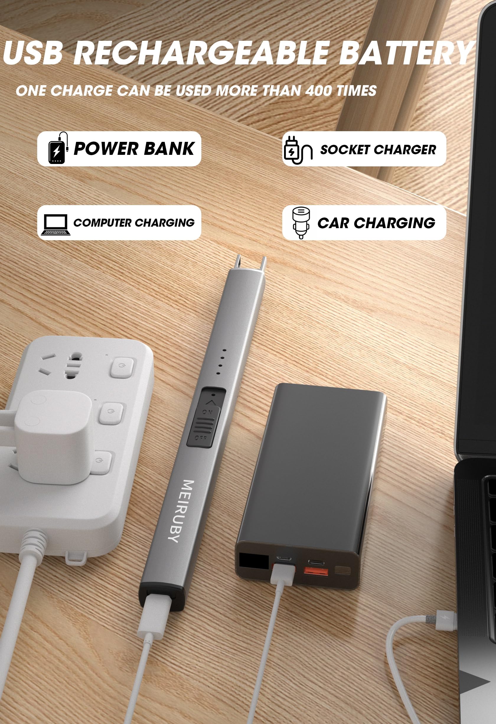 MEIRUBY Electric Candle Lighter, Christmas Stocking Stuffers Gifts for Women Mom Men Wife Sister, USB Arc Rechargeable Windproof Long Lighter for Candle BBQ Housewarming Birthday Gifts Idals