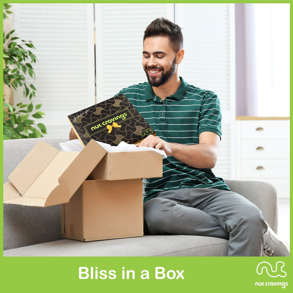 NUT CRAVINGS - Thanksgiving Mixed Nuts Gift Basket in Red Gold Box (7 Assortments, 1 LB) Holiday Xmas Christmas Food Arrangement, Healthy Snack Care Package, Food Assortments