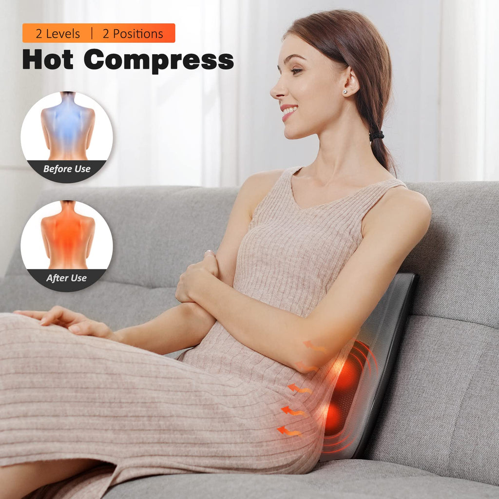 Boriwat Back Massager with Heat, 3D Kneading Massage Pillow for Back, Neck, Shoulder, Leg Pain Relief Deep Tissue, Gifts for Women Men Mom Dad