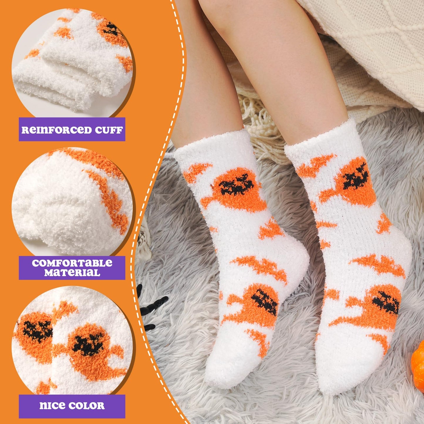 Fuzzy Socks for Women Gifts, Fluffy Cozy Plush Soft Slipper Socks for Fall Winter Christmas Warm Sleeping Home 5/6 Pairs