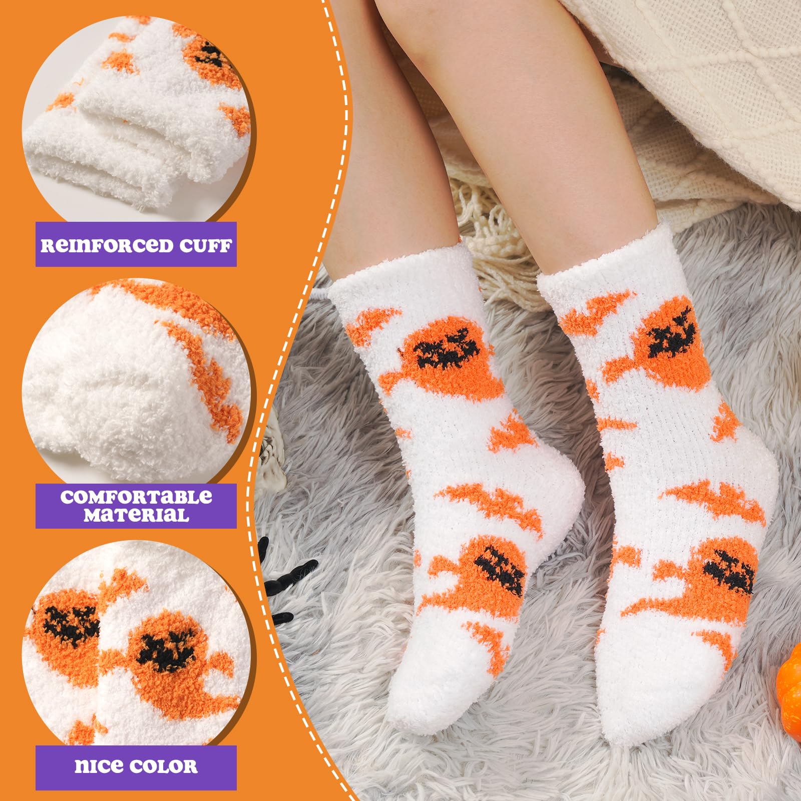 Fuzzy Socks for Women Gifts, Fluffy Cozy Plush Soft Slipper Socks for Fall Winter Christmas Warm Sleeping Home 5/6 Pairs