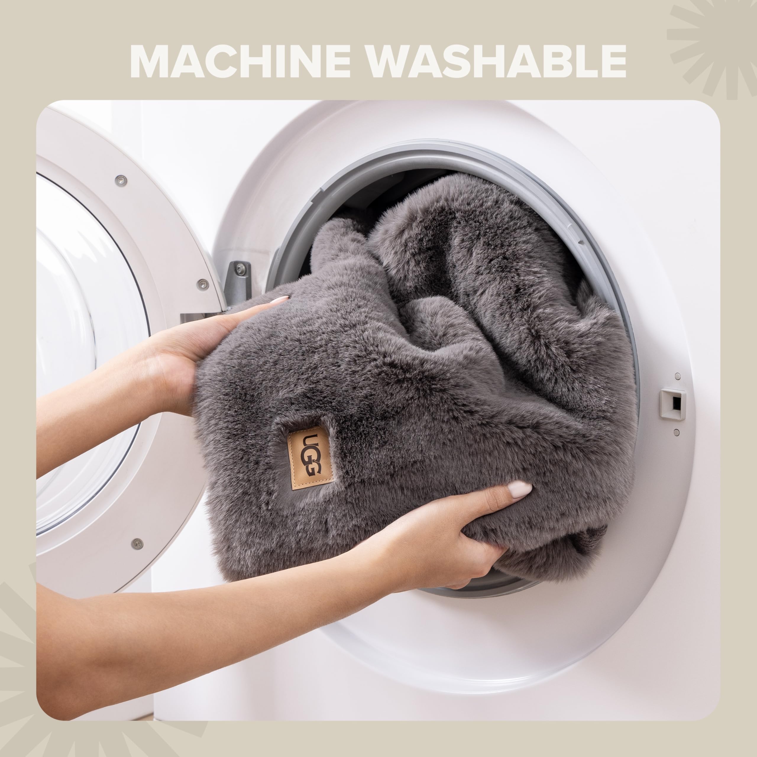 UGG Plush Faux Fur Throw Blanket Reversible Medium Weight Luxury Soft Throw Blankets for Bed or Chair, Hypoallergenic, Machine Washable, Home Decor, 50-inch x 70-inch, Charcoal Dark Grey (Euphoria)