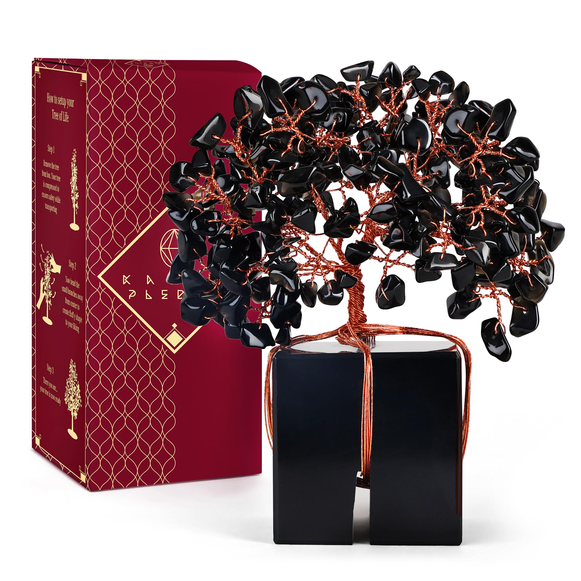 Crystal Tree of Life 7 Chakra Healing Crystals Trees for Home Decor, Office Desk Decor, Boho Decor, Handmade Bonsai Trees for Positive Energy, Money, Good Luck Birthday Gifts for Women, Mom