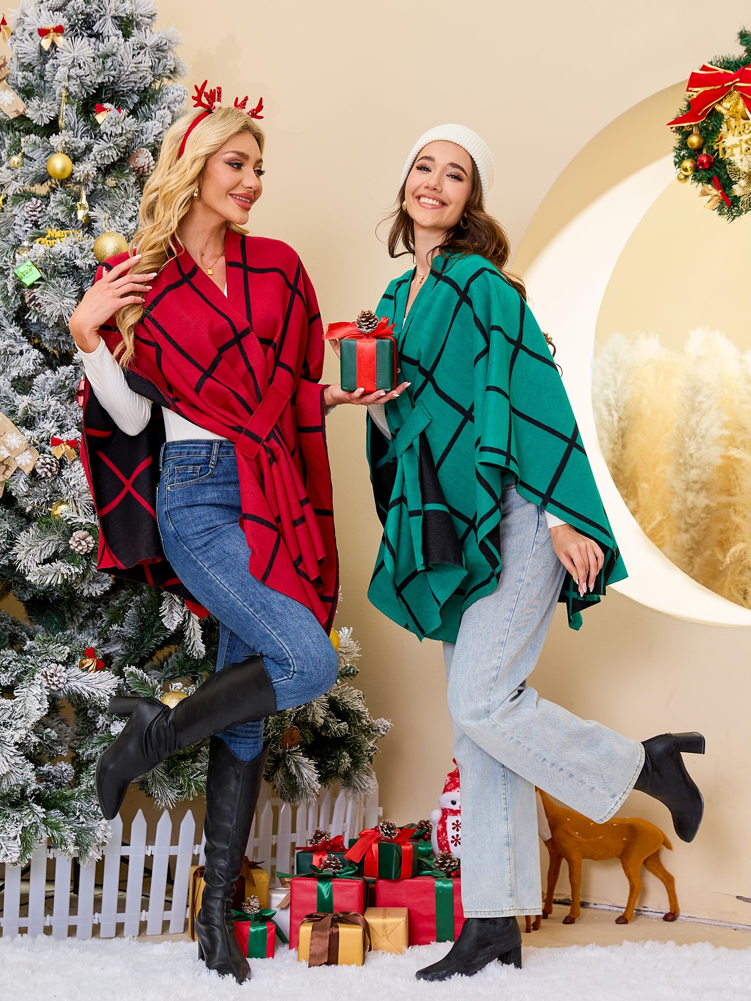 Moss Rose Women's Shawl Wrap Poncho Ruana Cape Open Front Cardigan Shawls for Fall Winter